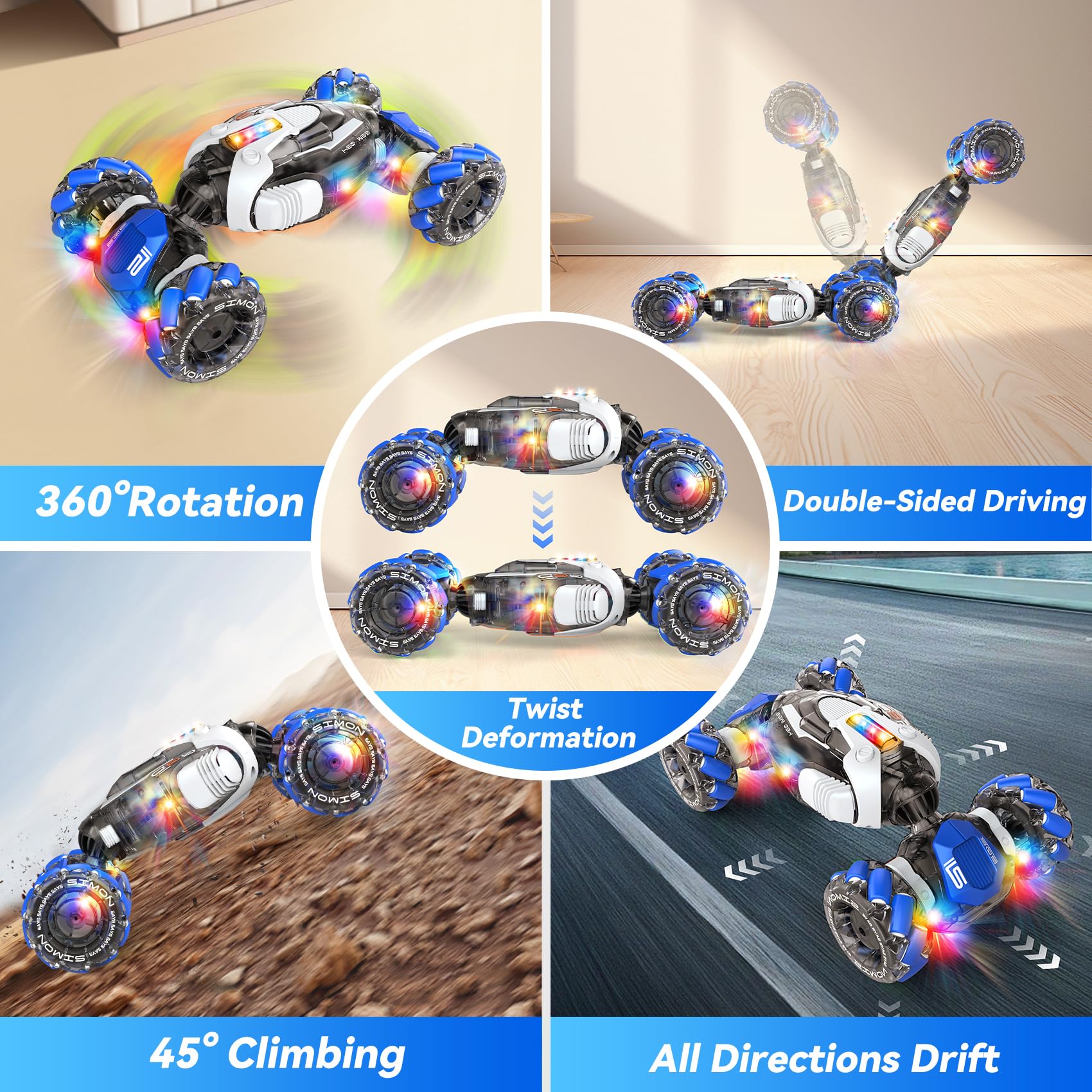Gesture Sensing RC Stunt Car - 2.4Ghz Remote Control Transformer Toy for Boys & Girls Ages 5-12 | 360° Rotating & Hand Controlled | Perfect Christmas & Birthday Gift for Kids | Indoor & Outdoor Play, Racing & Stunt Shows