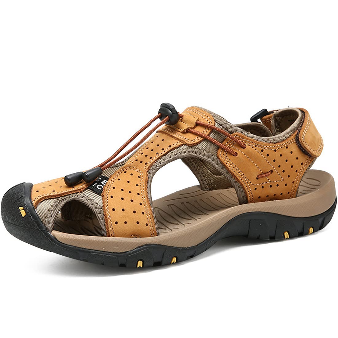 CHENSAN Men's Hiking Sandals - Breathable Leather Walking Sandals with Arch Support | Waterproof Quick-Dry Beach Shoes for Outdoor Adventures, Travel & Summer Activities