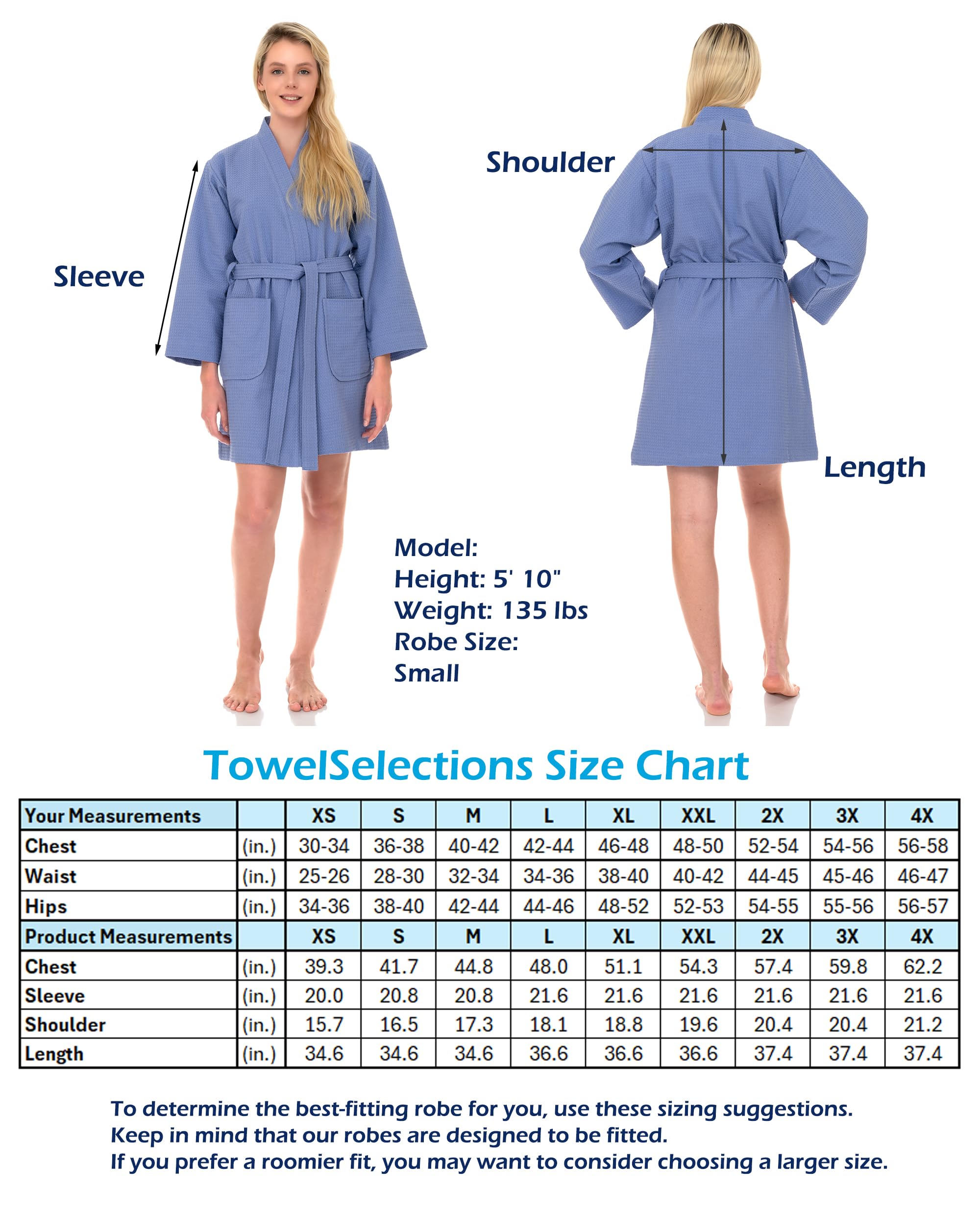 TowelSelections Women's Short Spa Robe - Soft Waffle Weave Kimono Bathrobe for Women (XS-3X) | Perfect for Spa, Beach Cover-Up & Lounging at Home