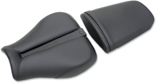 Saddlemen 0810-H013 Gel-Channel Track CF 1-Piece Solo Seat with Rear Cover - Comfortable Motorcycle Seat for Long Rides & Cruising