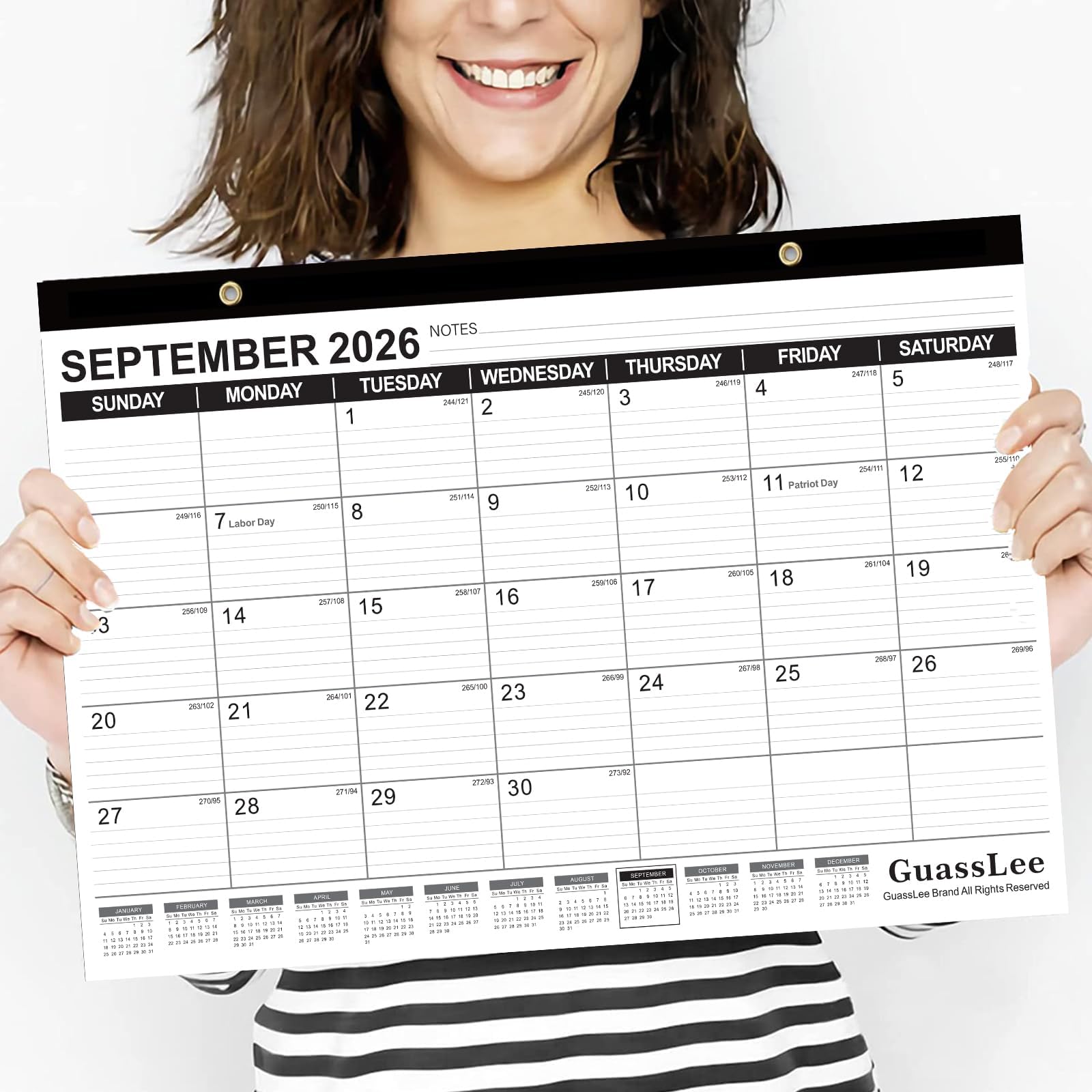 GuassLee 2025-2026 18-Month Academic Desk Calendar Planner (March 2025 - August 2026) - 11.5x17 Inch Large Monthly Calendar with Julian Dates & Ruled Blocks - Perfect for School, Office & Home Organization, Planning & Scheduling