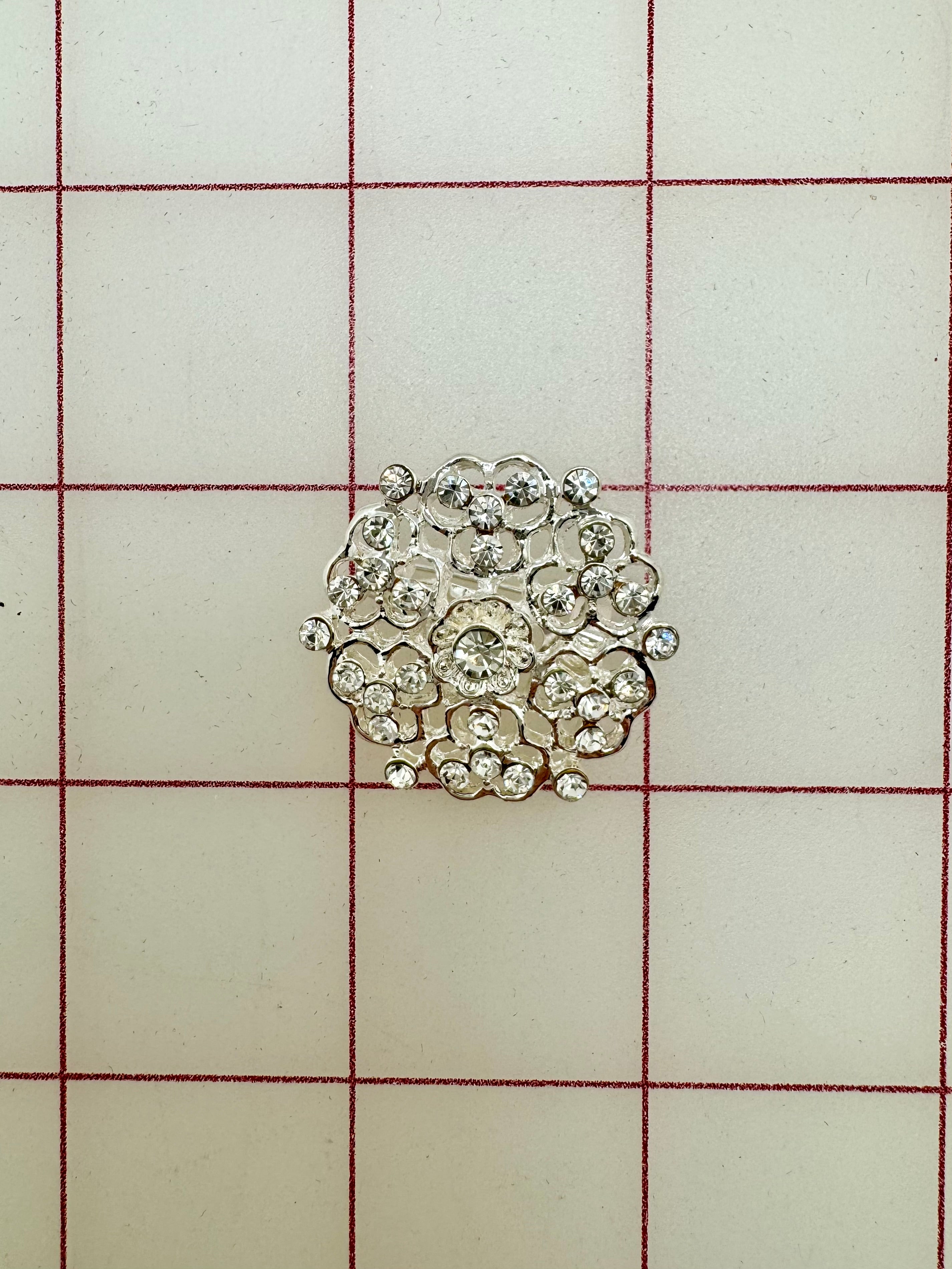 Sparkling Rhinestone Brooch & Tiara Embellishments - 1.25 Inch Decorative Gems with Crystal & Silver Accents - Perfect for DIY Jewelry, Wedding Accessories, and Costume Decorations