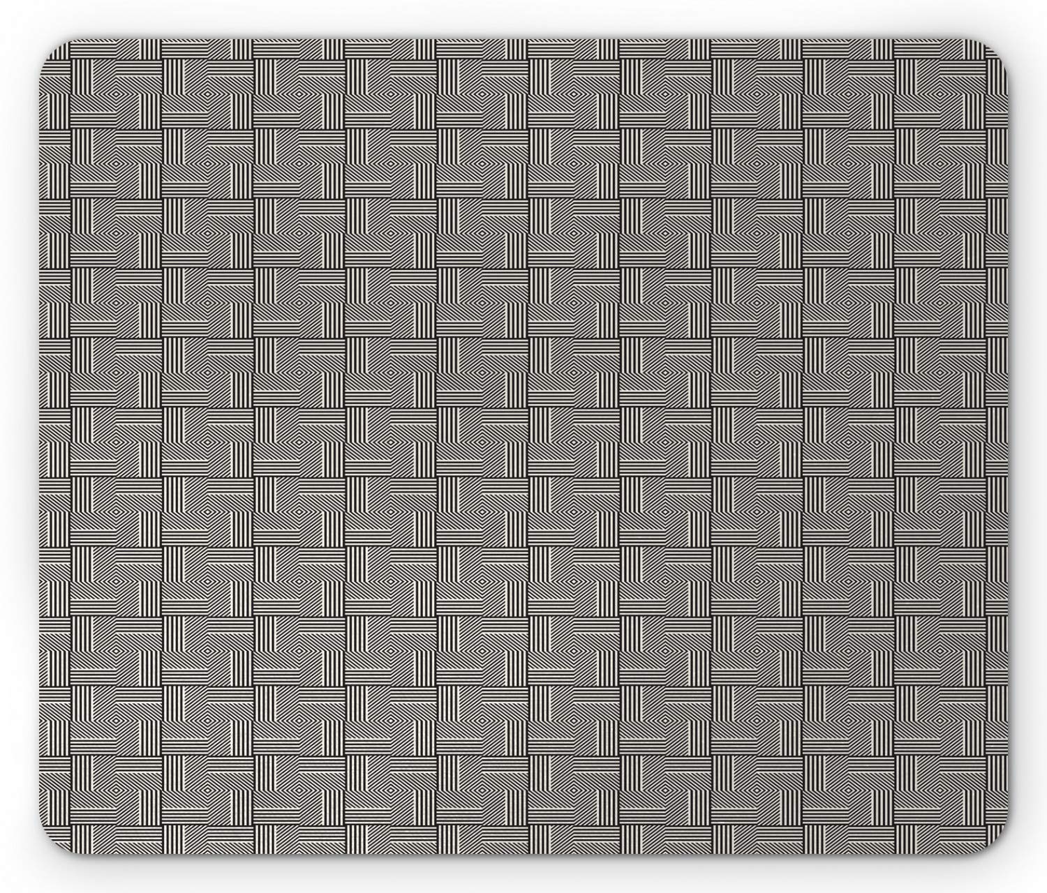 Ambesonne Abstract Mouse Pad - Minimalist Geometric Square Frame Design, Non-Slip Rubber Base, Standard Size (9.25