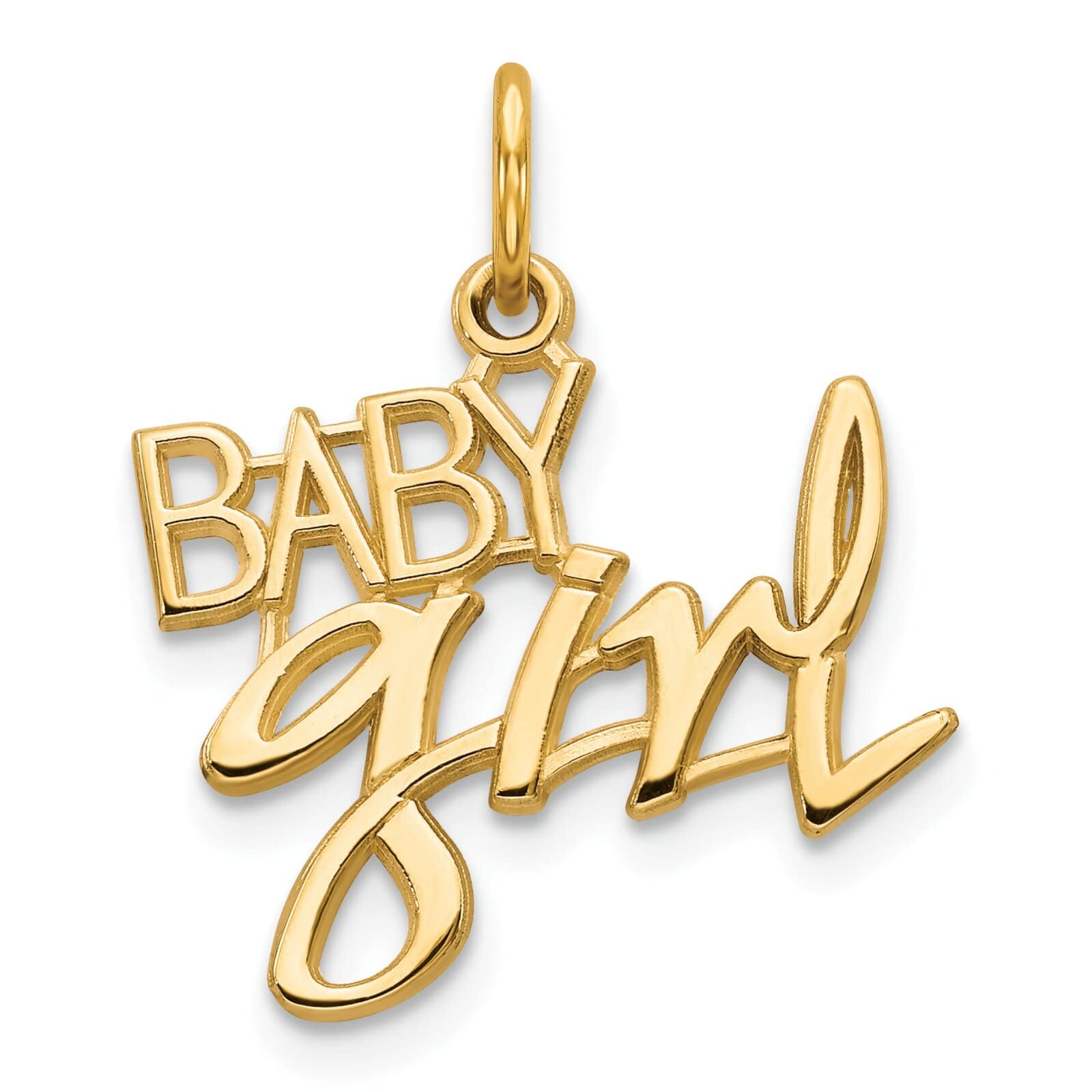 10K Yellow Gold Baby Girl Charm Polished Pendant - Dainty Jewelry Gift for Newborns, Christening & Special Occasions