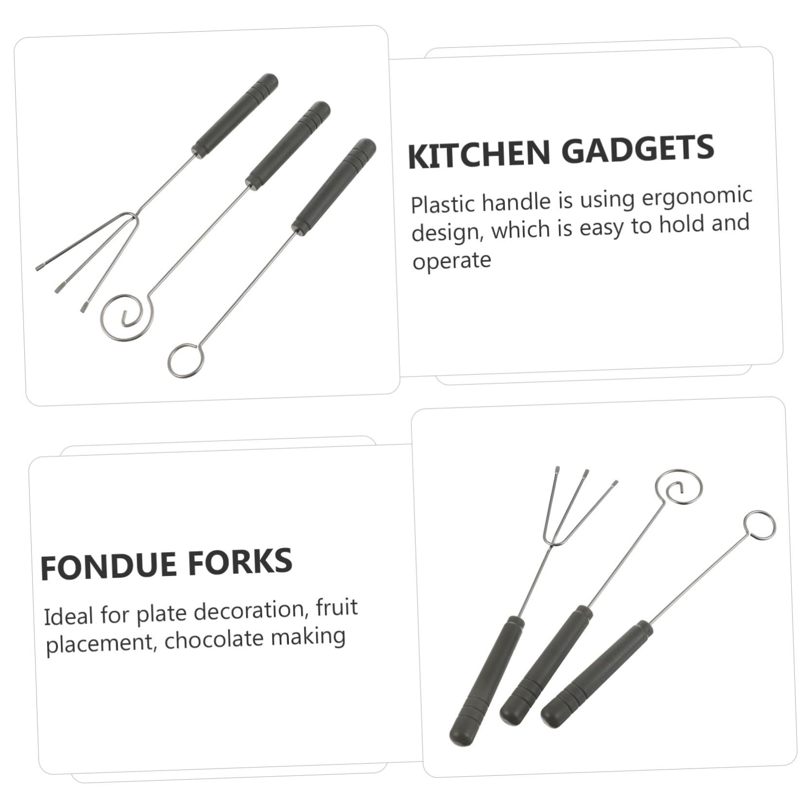 3-Piece Stainless Steel Fondue Forks Set - Heat-Resistant Chocolate & Cheese Dipping Forks with Ergonomic Handle for Melting Pots, Baking, Parties - Smooth Surface Easy Clean (Ideal for Valentine's Day & Family Gatherings)
