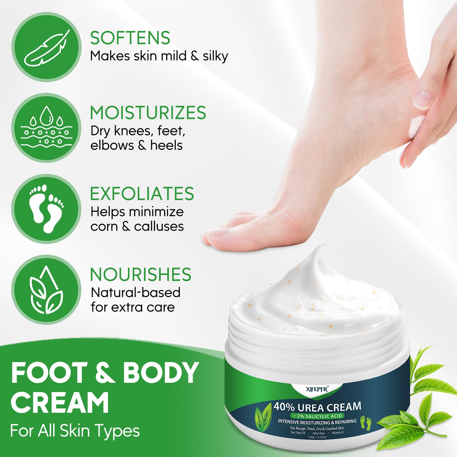 Tea Tree Oil Foot Soak & 40% Urea Cream with Callus Remover - Moisturizing Pedicure Set for Dry Cracked Heels & Tired Feet - Foot Care Kit for Women & Men | Perfect for Home Spa, Relaxation & Cracked Heel Treatment