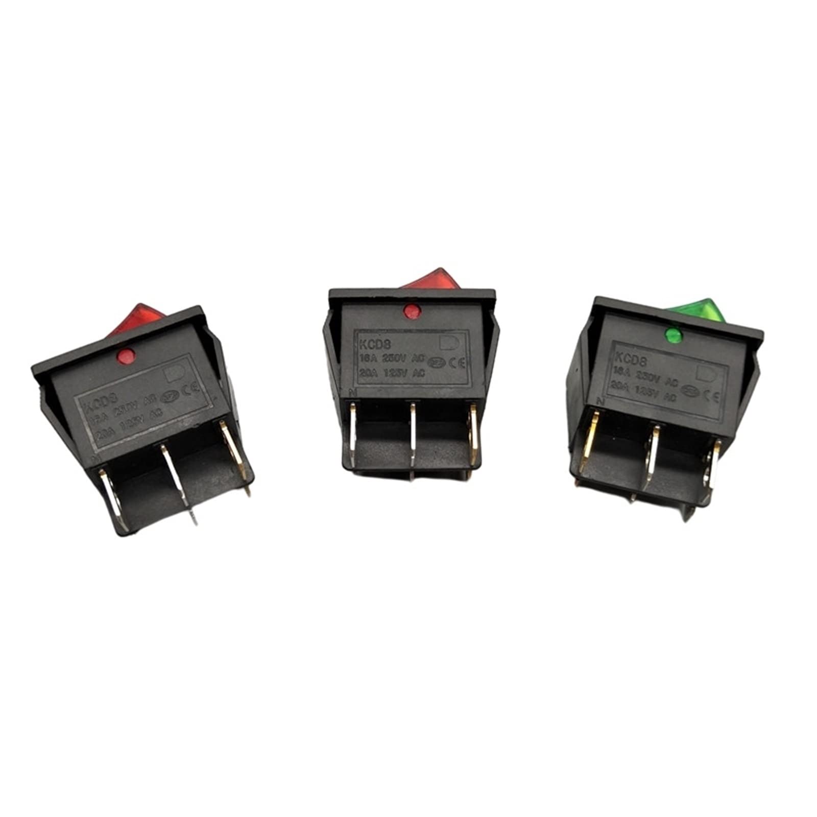 KCD8 6-Pin 16A 250V / 20A 125V Double Rocker Light Switch ON-OFF Power Switch for Boats, RVs, and Marine Applications (1Pcs, 2D4P) - Ideal for Electrical Panels, Control Boxes, and DIY Projects
