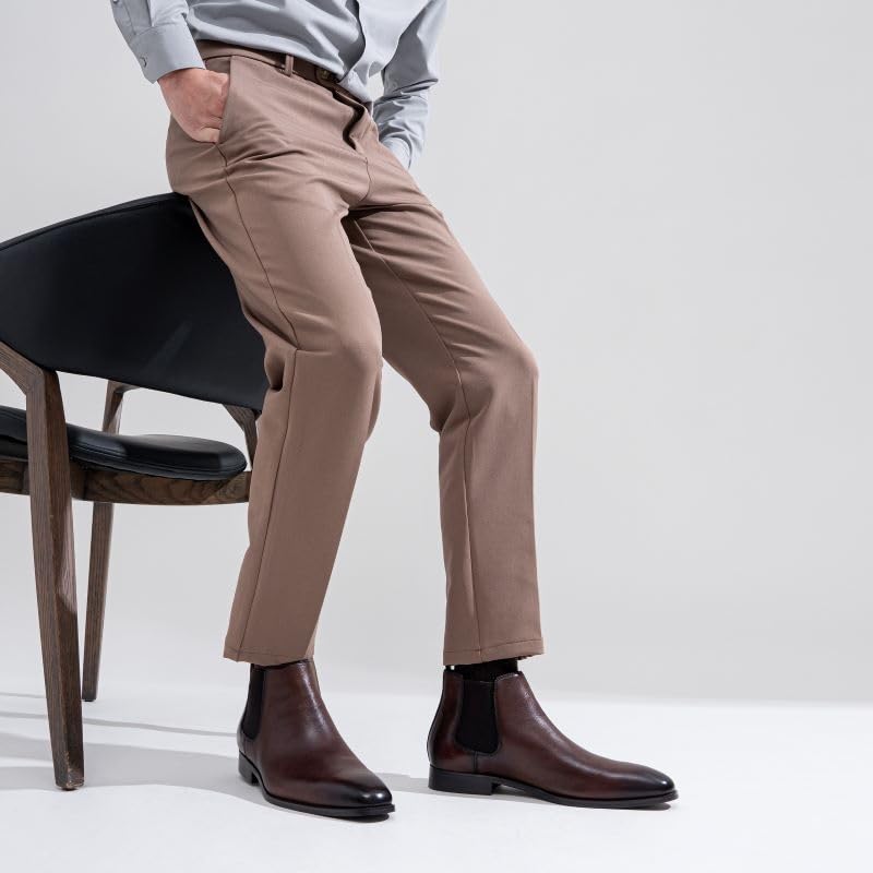 Jousen Men's Chelsea Boots - Polished Leather Dress Boots, Stylish Classic Retro Slip-On Boots for Men | Perfect for Office, Casual Wear & Night Out