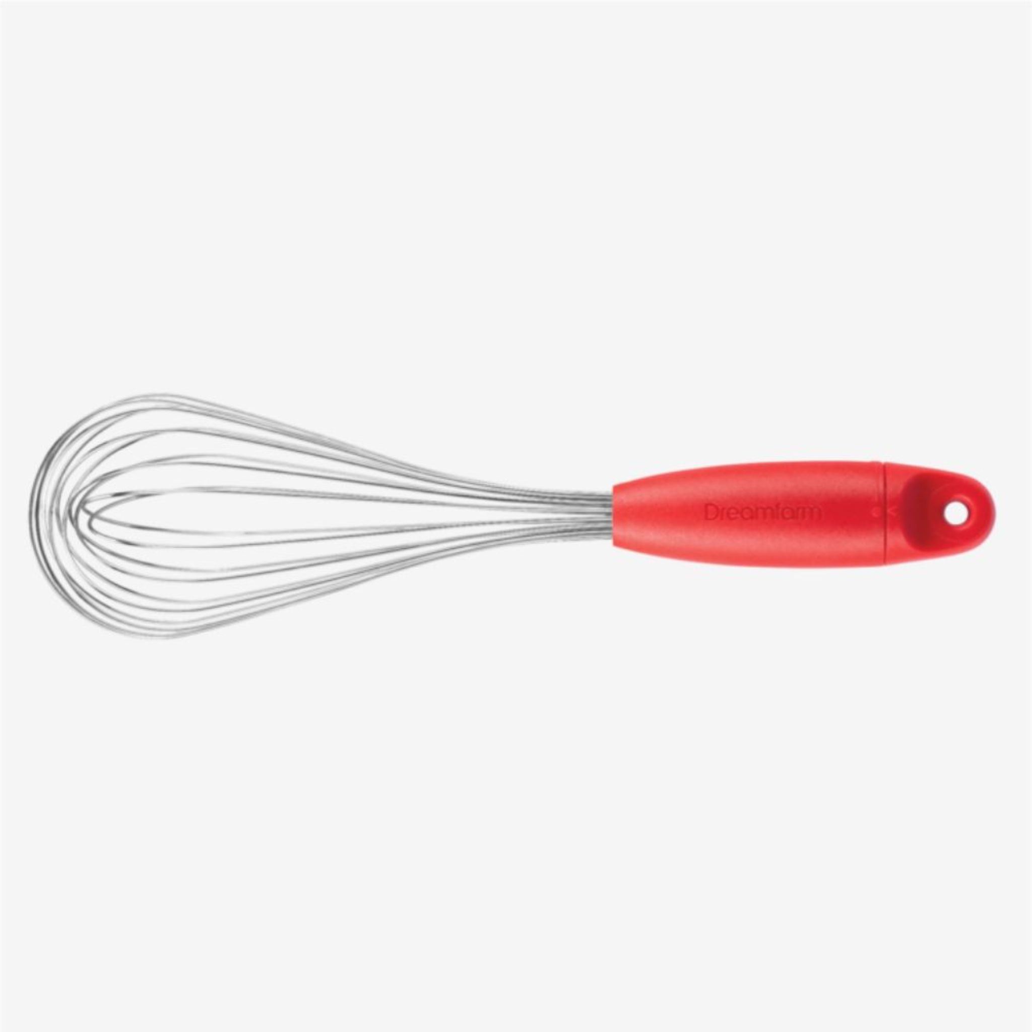 DreamFarm Stainless Steel Nylon Whisk - Red Flisk Kitchen Utensil for Baking, Mixing & Cooking (SH DFFK5721 RD) - Perfect for Eggs, Sauces & Cake Batter