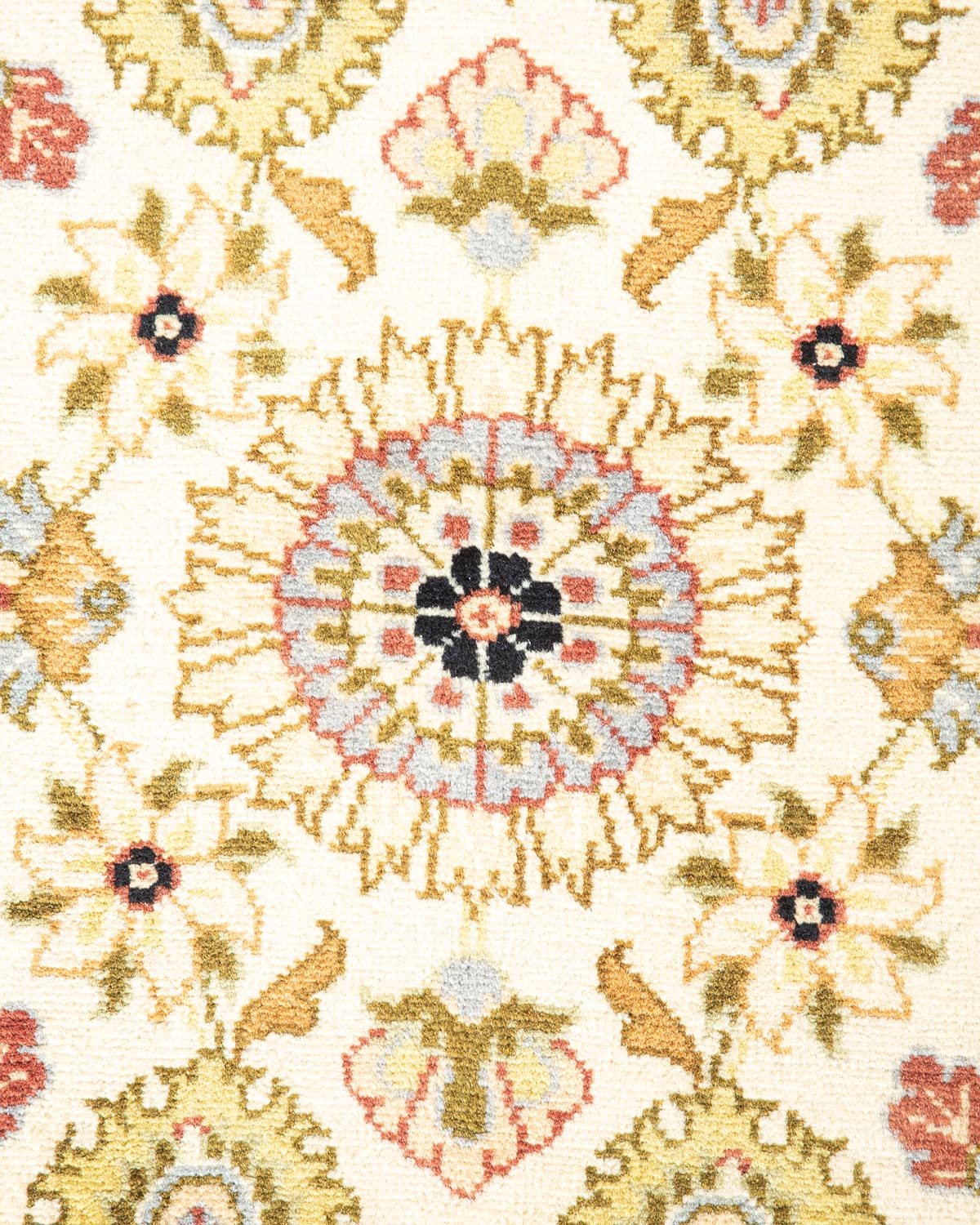 Handmade Wool Oriental Mogul Ivory 4x6 Area Rug - Traditional Hand-Knotted Solo Rugs for Living Room, Bedroom & Dining Room Decor