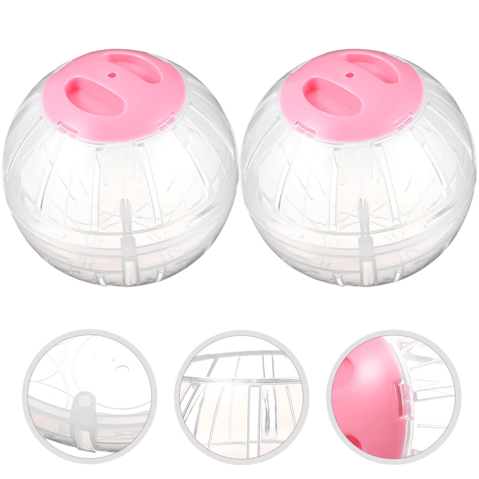 POPETPOP 2PCS Transparent Hamster Exercise Ball & Wheel Set - 5.7 Inch Small Pet Running Toy for Dwarf Hamsters to Increase Activity - Perfect for Cage Play & Safe Indoor Exercise