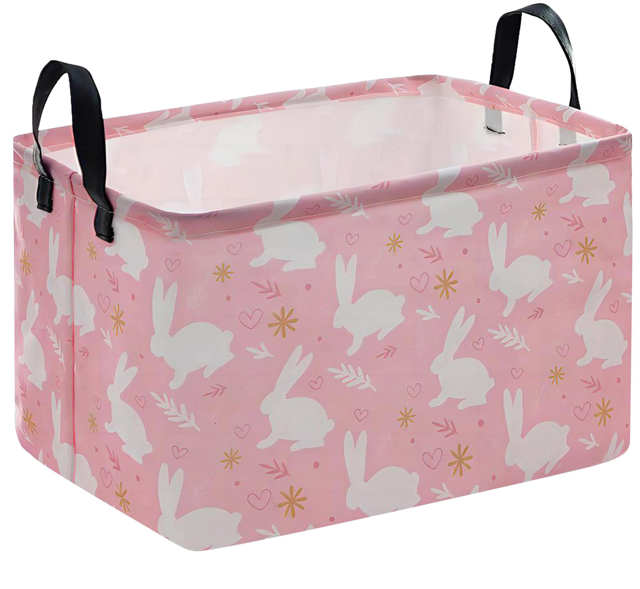 Easter Bunny Basket for Kids - Reusable Waterproof Storage Organizer & Toy Bin, Pink Rabbit Hamper for Nursery, Easter Egg Hunt Bags, Party Favors - Perfect Gift for Girls (Great for Easter Celebrations, Home Decor & Kids Room Organization)
