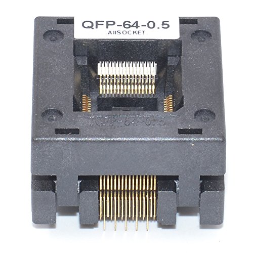QFP64-0.5 IC Burn-in Test Socket - 0.5mm Pitch, 10x10mm IC Size, Open-Top Soldering Version (QFP64-0.5-STP) for PCB Testing and IC Programming in Electronics Manufacturing