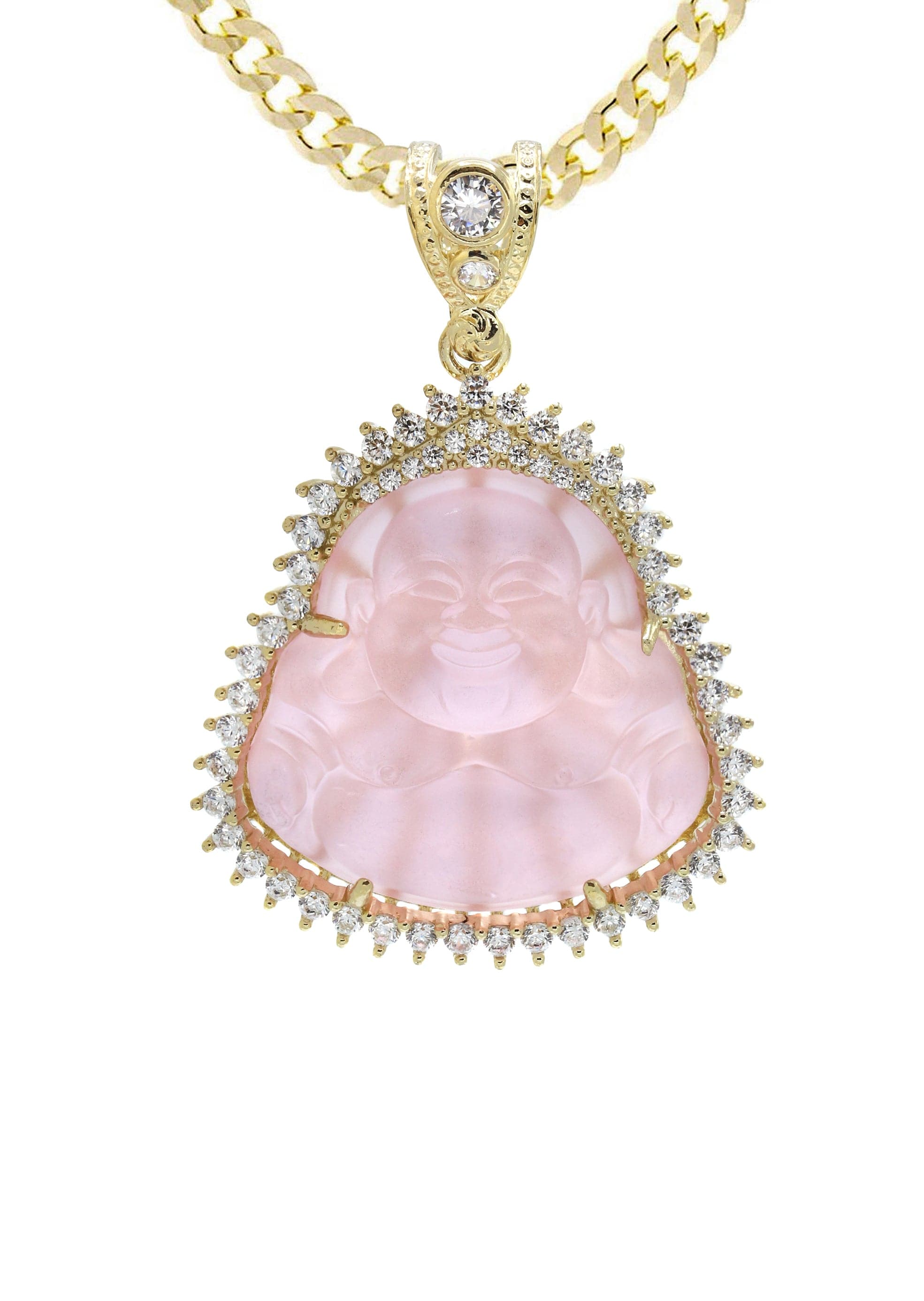 10K Yellow Gold Pink Buddha Necklace for Women - 24.7 Grams Buddhist Jewelry | Spiritual Gift, Meditation Accessory, Yoga Jewelry, Mindful Fashion Statement