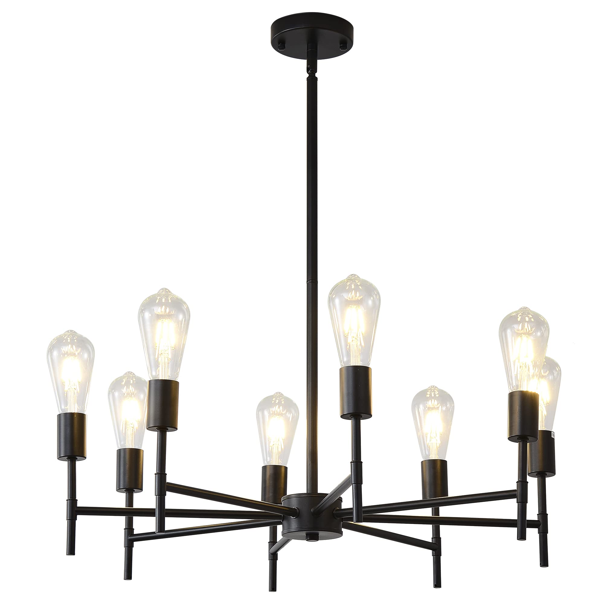 XILICON Black Vintage Sputnik Chandelier - 8-Light Modern Metal Lighting Fixture for Dining Room, Living Room & Bedroom | Industrial Retro Ceiling Light for Home Decor