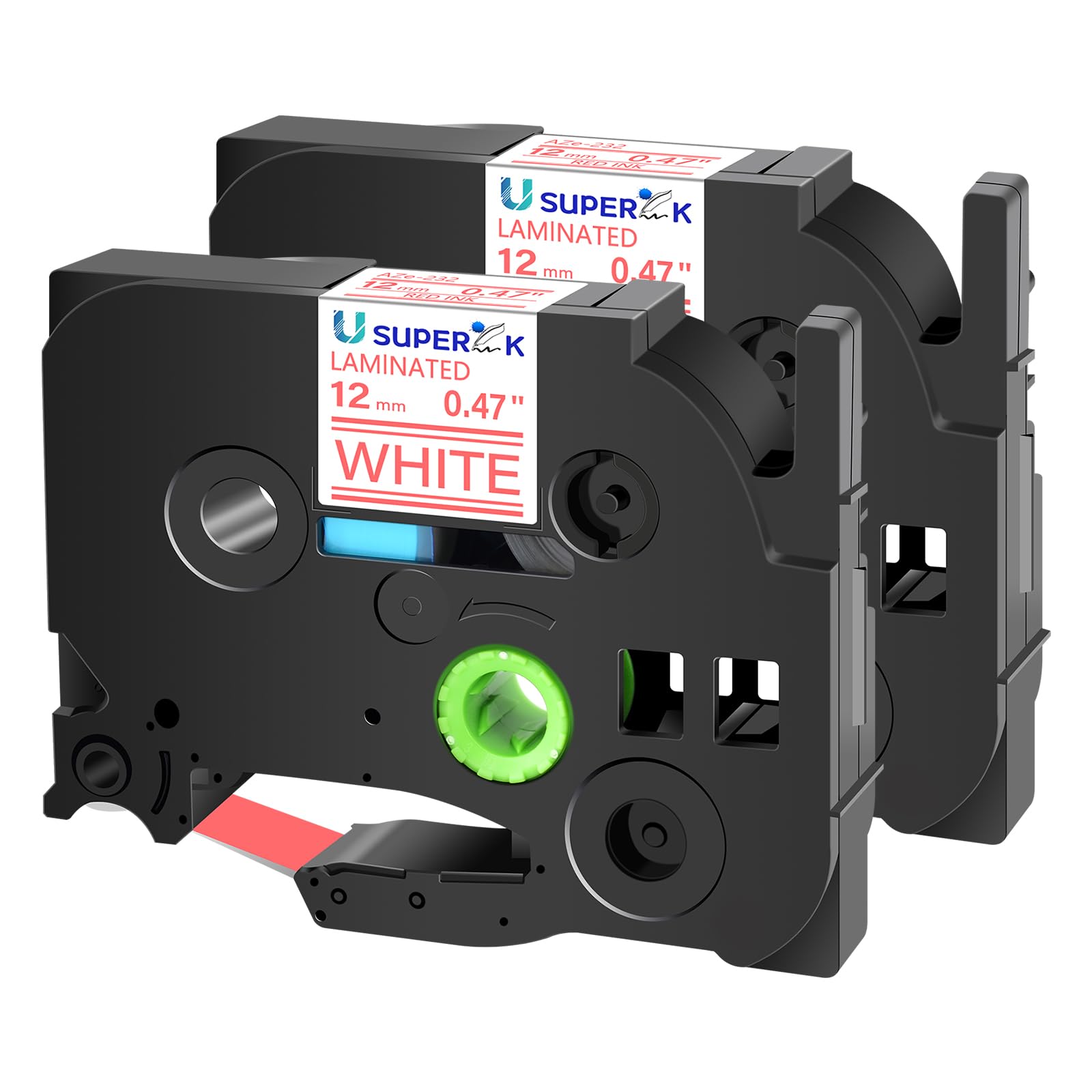 USUPERINK 2-Pack Brother P-Touch Label Maker Tape - Compatible with TZe-233, TZ-233, TZe233, TZ233 (Blue on White, 12mm/0.47