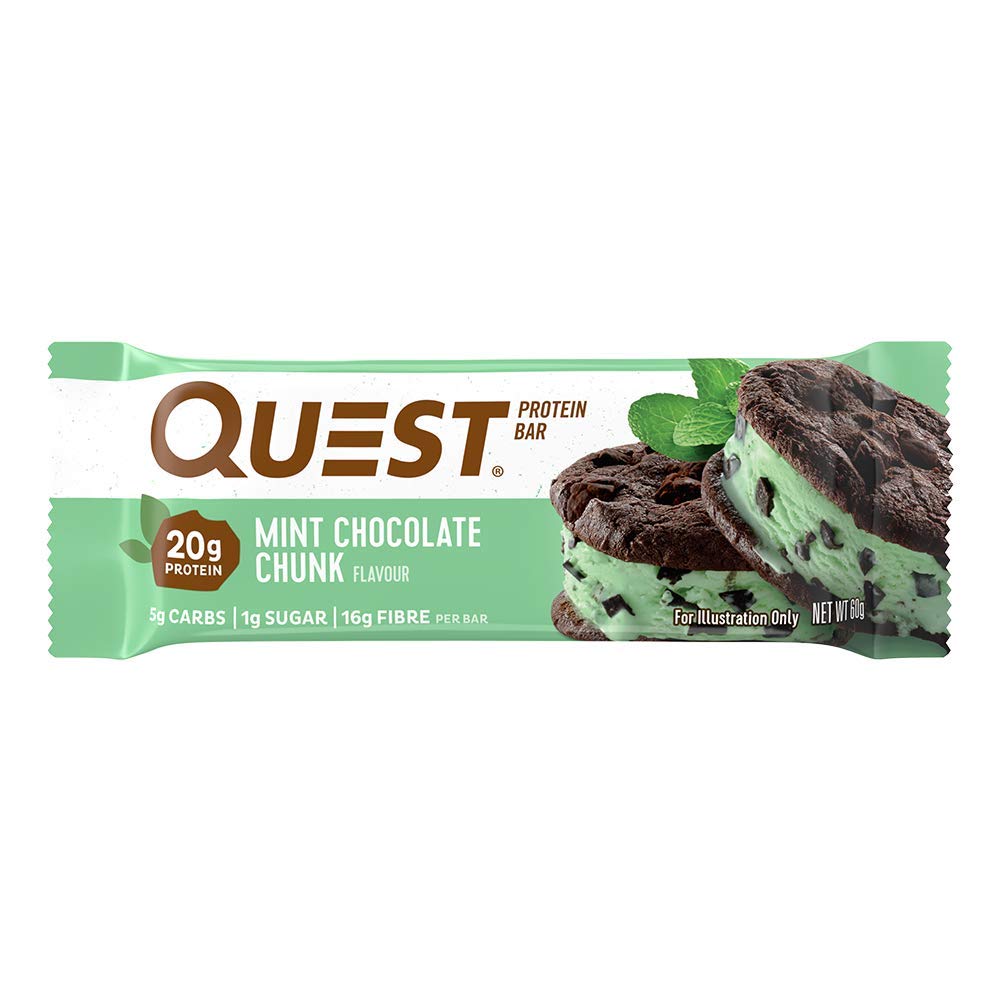 Quest Bar Protein Bars - Mint Chocolate Chunk Flavor, Gluten Free & Low Carb (12 Count Box) | Post-Workout Recovery & Healthy Snacking On-The-Go