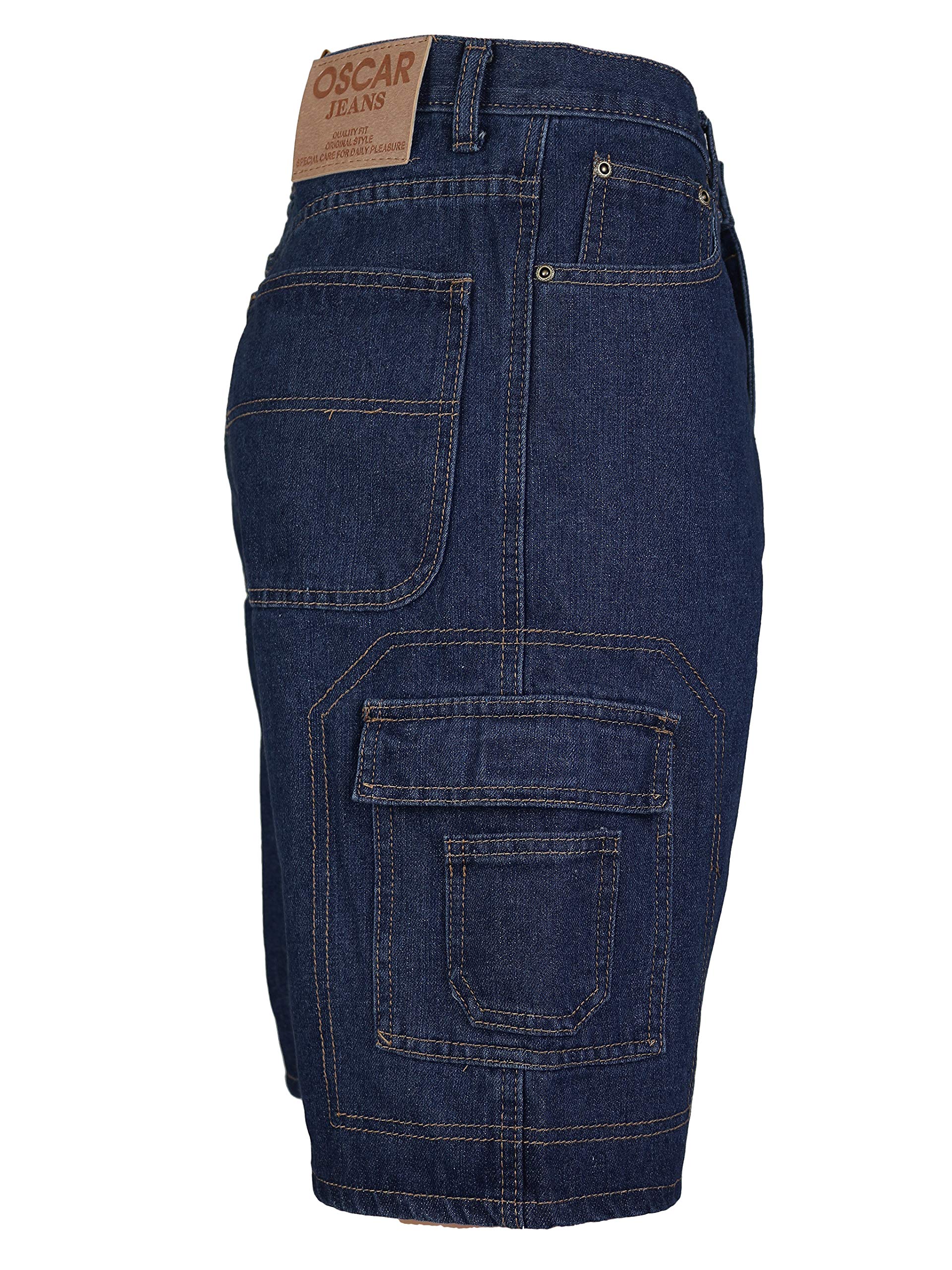 VKWear Men's Cotton Stonewash Cargo Pocket Denim Jean Shorts - Comfortable Casual Summer Shorts for Outdoor Activities, Travel & Streetwear