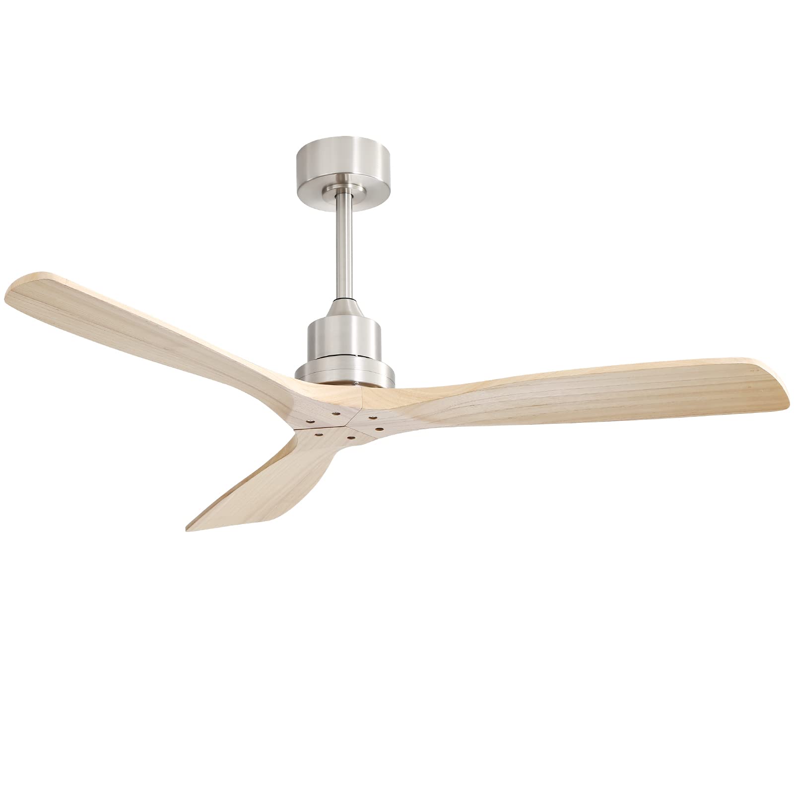 Sofucor 52 Inch Modern Ceiling Fan with Remote Control - 3 Blade Carved Wood Design, No Light, Reversible DC Motor - Perfect for Indoor & Outdoor Use in Bedroom, Living Room, Patio, Farmhouse and More