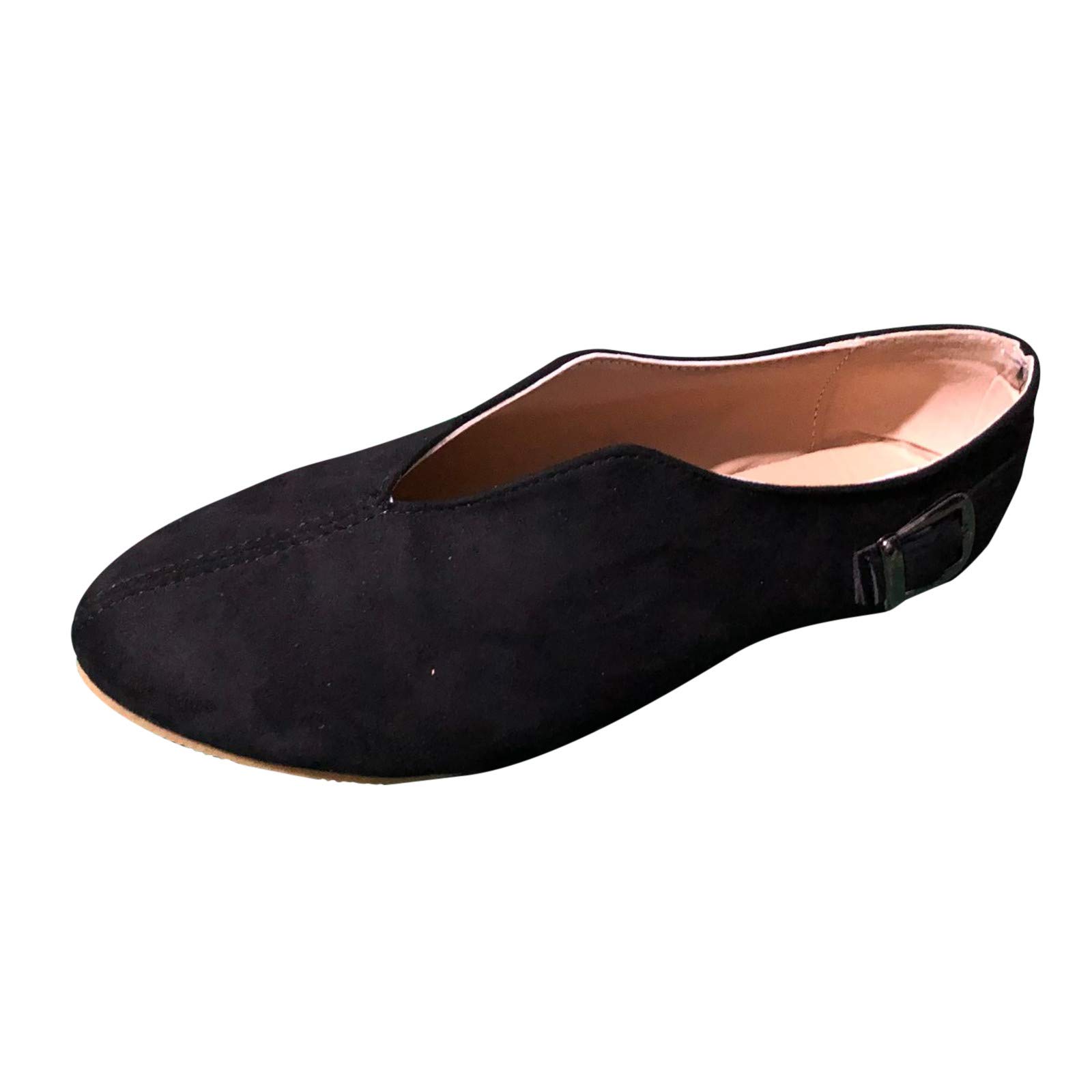 DNYELQ Women's Suede Buckle Loafers - Comfortable Summer Flats with Adjustable Strap, Pointed Toe Slip-On Shoes for Work & Casual Wear | Perfect for Office, Travel & Everyday Outfits