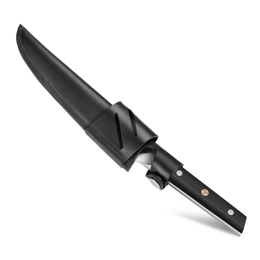 Cangshan TC Series 7-Inch Fillet Knife with Leather Sheath - High Carbon German Steel - Professional Kitchen Knife for Fish, Meat & Poultry - Perfect for Home Chefs, Camping & Outdoor Cooking