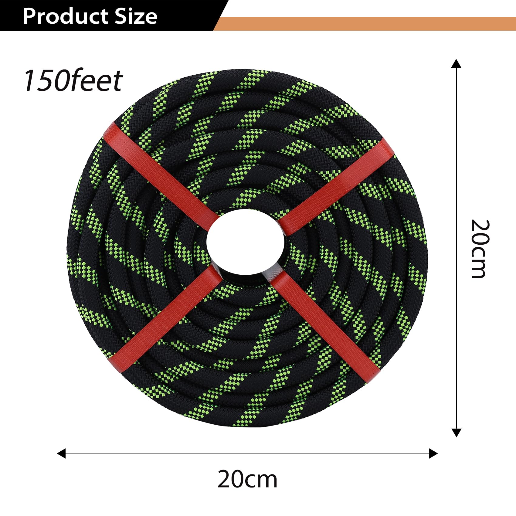 48 Strand Double Braid Arborist Rope - 1/2 Inch x 150 Feet Black Polyester Rigging Rope for Tree Climbing, Swing, Sailing & Outdoor Activities | Perfect for Arborists, Rock Climbing, Boat Rigging & Backyard Swings