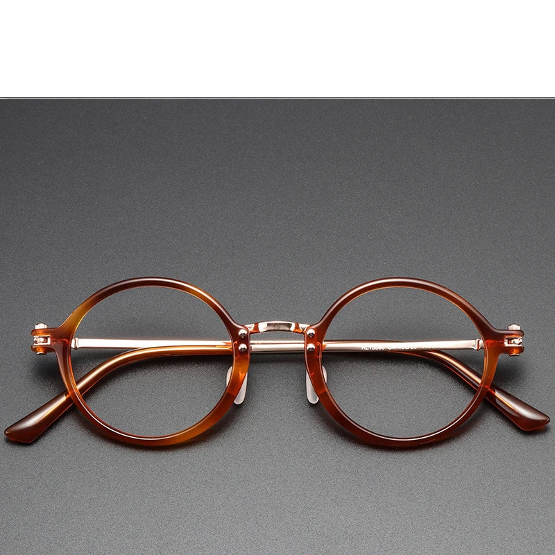 Stylish Black Unisex Full Rim Round Titanium Acetate Eyeglasses RT5866 - Perfect for Reading, Work & Everyday Fashion