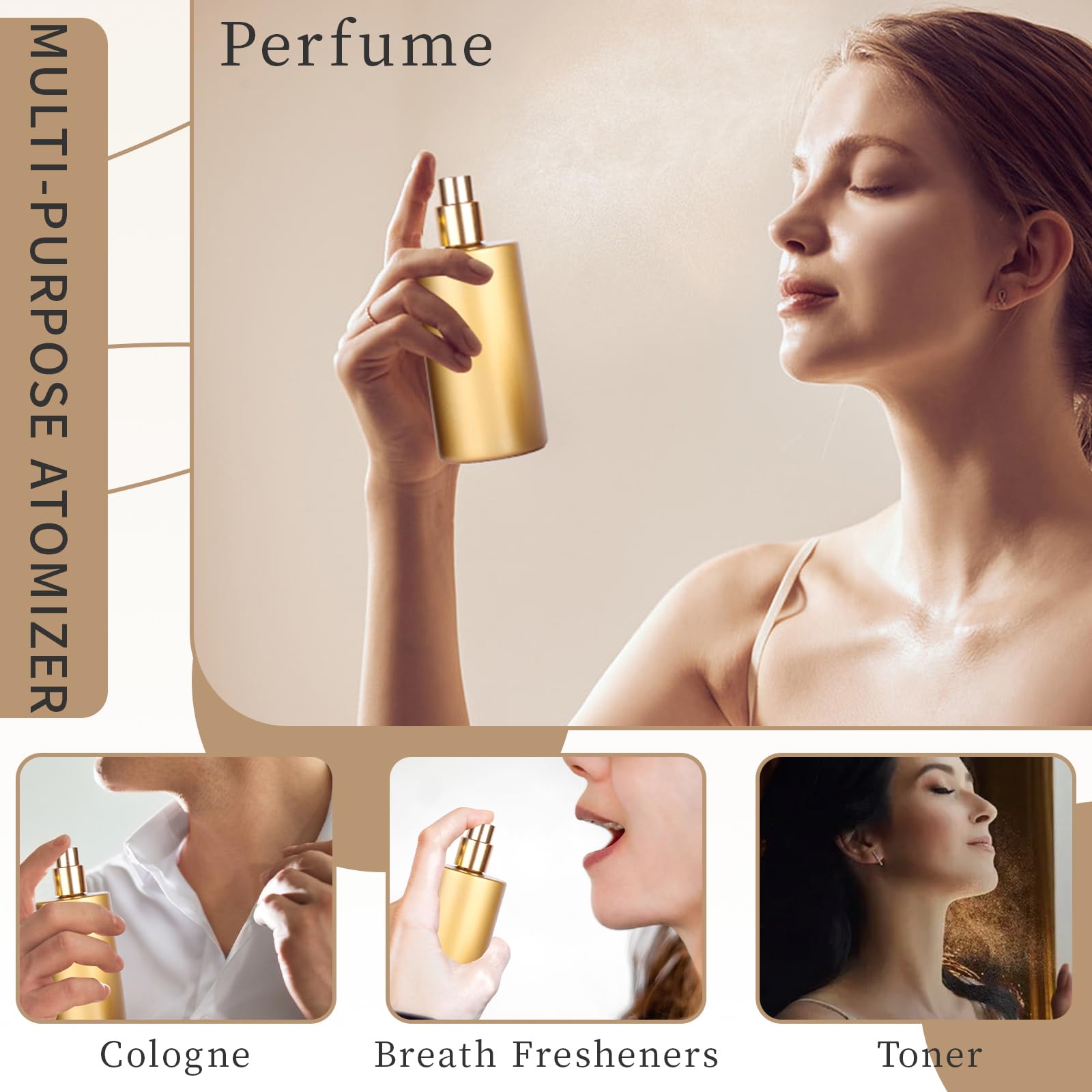 2 Pack 50ml Refillable Glass Perfume Spray Bottles - Portable Cologne Atomizer for Travel (Black & Gold) | Perfect for DIY Fragrances, Essential Oils & On-the-Go Use