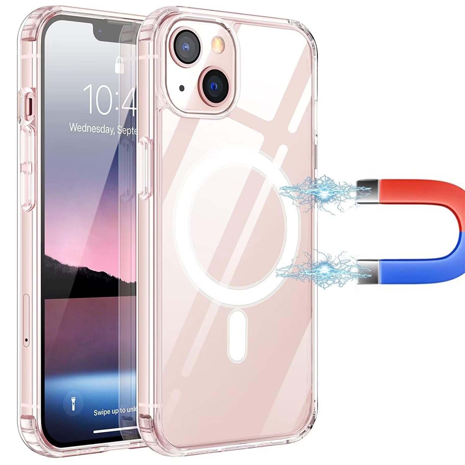 Clear Magnetic Case for iPhone 13 | MagSafe Compatible | Military-Grade Protection | Anti-Yellow Hard Back | Shock-Absorbing Corners | Perfect for Everyday Use & Outdoor Activities
