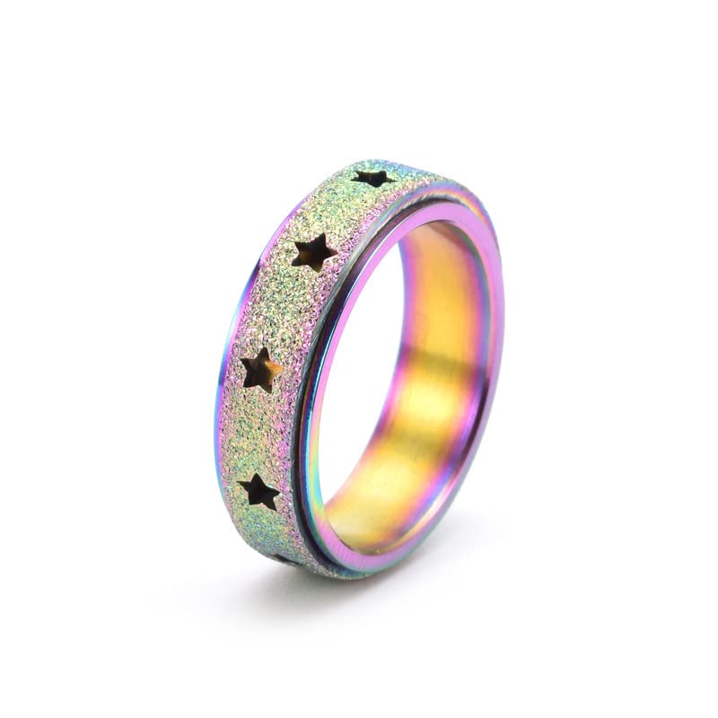 Keep Going Inspirational Spinner Ring - Stainless Steel Motivational Jewelry for Teens & Women, Star Glitter Matte Finish, Sizes 5-12 - Perfect for Graduation Gifts, Daily Encouragement & Stress Relief