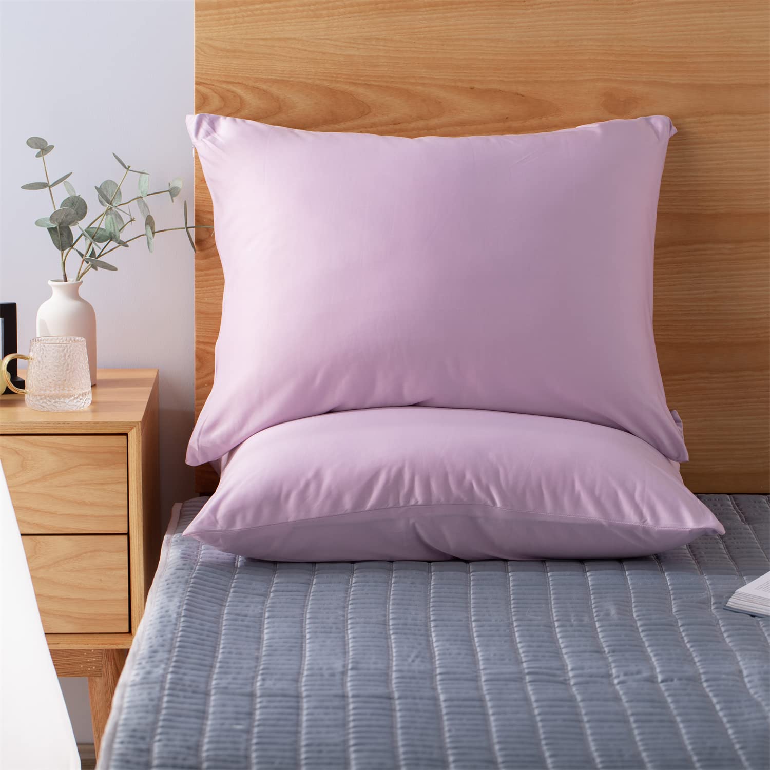 KASENTEX Zippered Pillowcase Set of 2 - 20x26 Standard/Queen for Hair & Skin Care - Home & Travel Use