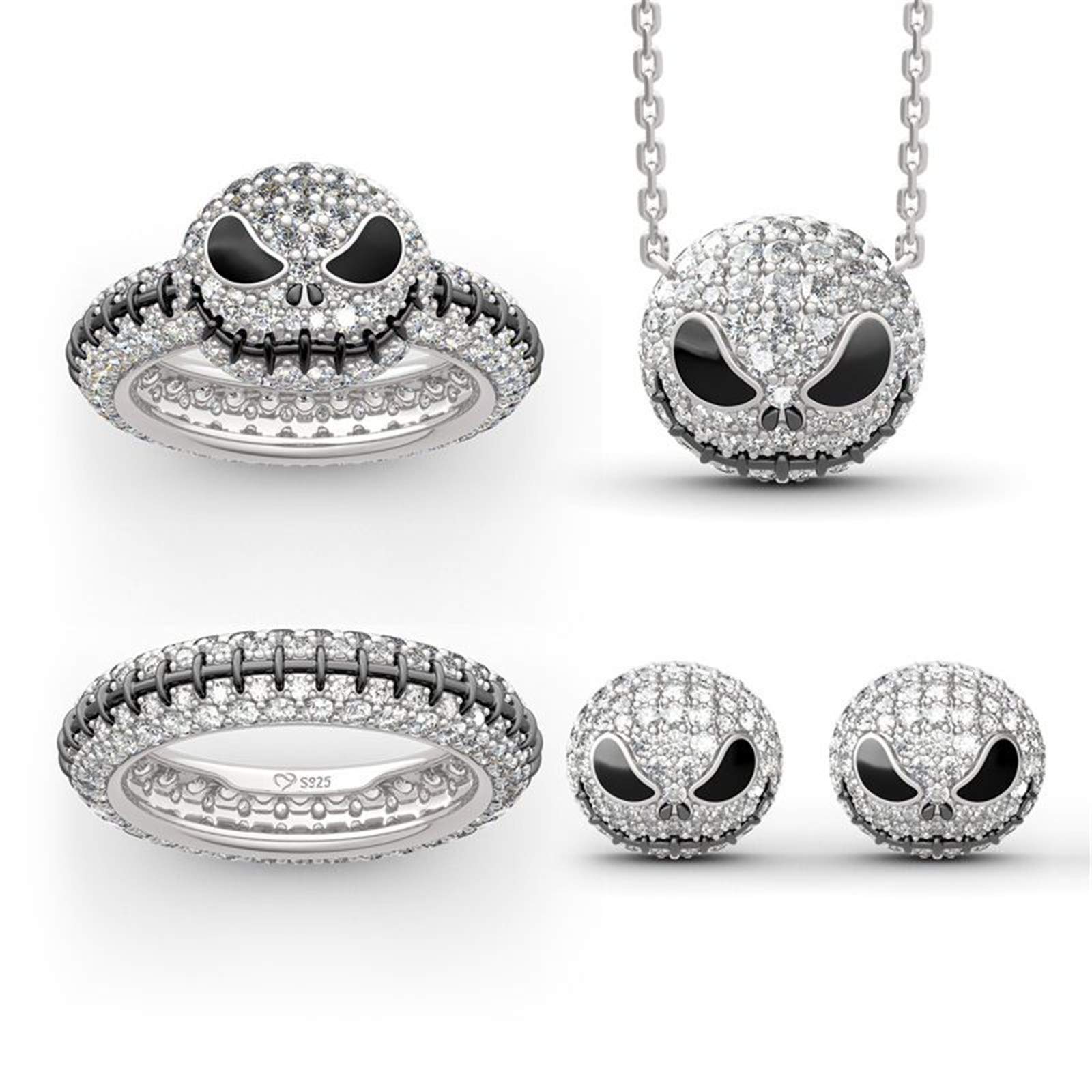 Jeulia 4.05 Carat Jack Skull Ring for Women & Men - 925 Sterling Silver Gothic Halloween Ring Inspired by Pumpkin King - Perfect Christmas Gift with Luxury Gift Box | Ideal for Halloween Costumes, Gothic Fashion & Alternative Jewelry Lovers