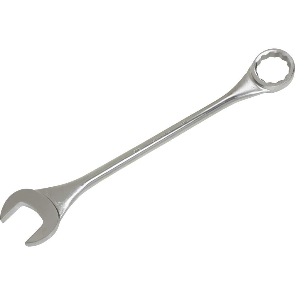 12-Point SAE Round Shank Large Combination Wrenches Set - 15° Offset Angle - Satin Chrome Finish - Ideal for Automotive Repair & Industrial Maintenance