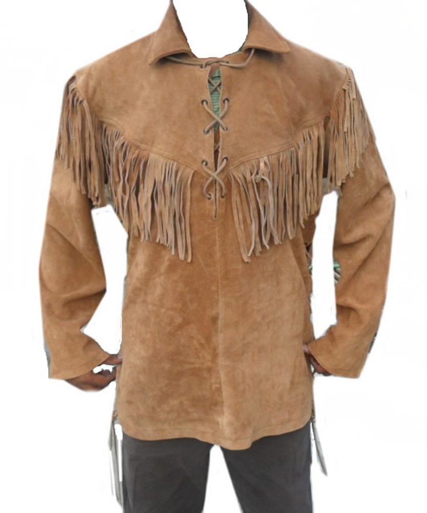 Classyak Genuine Leather Western Shirt with Fringe Details on Front, Back & Shoulders | Cowboy Style Button Up Shirt for Men | Perfect for Rodeo, Country Music Festivals & Western Themed Parties