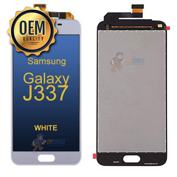 Samsung Galaxy J3 2018 J337 LCD Touch Screen Digitizer Assembly - No Frame - White Replacement Part for DIY Phone Repair | Home & Office Use