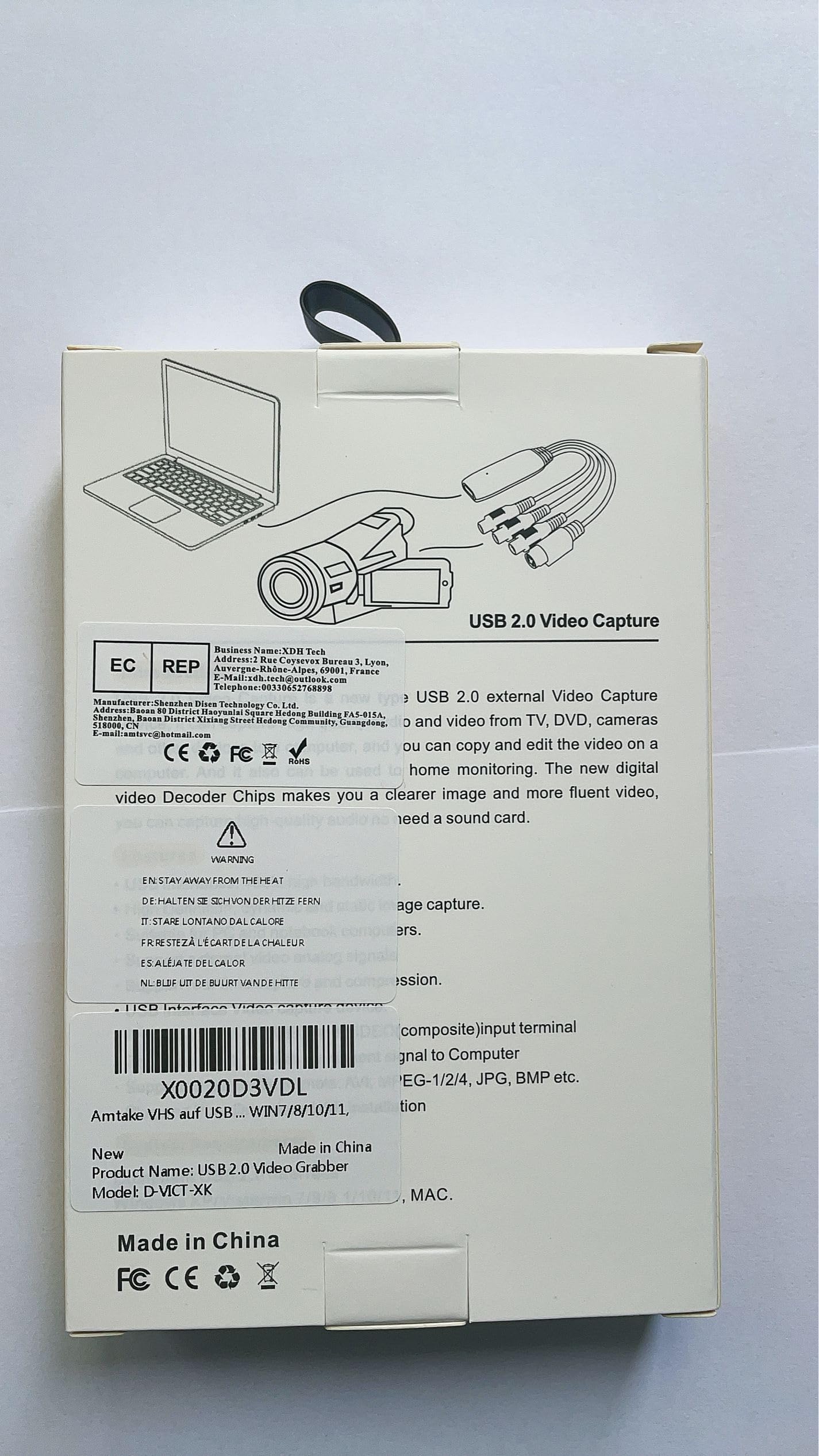 VHS to Digital Converter USB 2.0 - Video Capture Card for VHS, Mini DV, Hi8, DVD to Digital - Compatible with Mac, PC (Windows 10/8/7/XP/Vista/2000) & Android - Perfect for Home Movies Archiving & Video Digitizing Projects