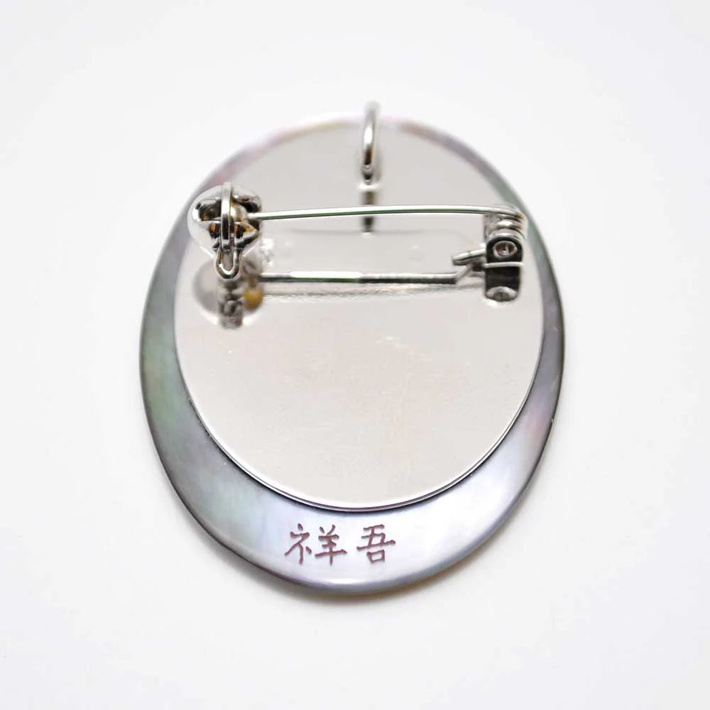 Handcrafted Japanese Maki-e Urushi Lacquer Brooch with Black Lip Oyster Pearl & Cherry Blossom Design - Traditional Artisan Jewelry for Women, Gift for Special Occasions, Wedding Accessories, and Cultural Fashion Statements