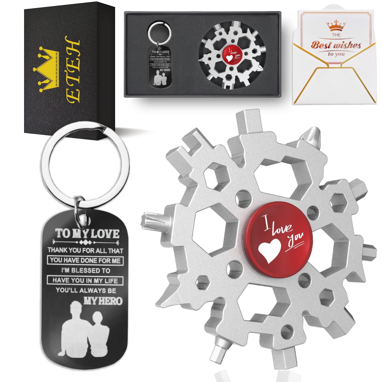 22-in-1 Snowflake Multitool for Men - Perfect Christmas Gifts for Boyfriend, Husband & Adults - Ideal for Cycling, Skiing, Outdoor Adventures & Office Use - Cool Gadgets & Stocking Stuffers