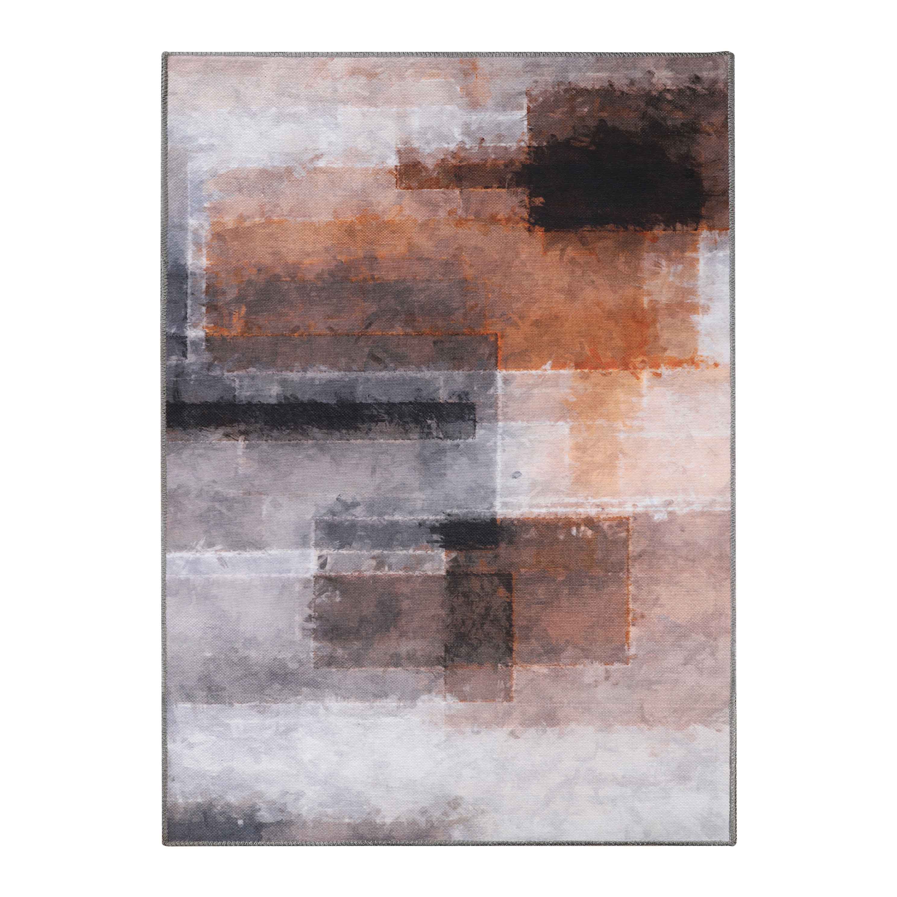 Goa Abstract Patchwork Washable Indoor Area Rug or Runner - Non-Slip Bohemian Floor Mat for Living Room, Bedroom, Hallway Decor