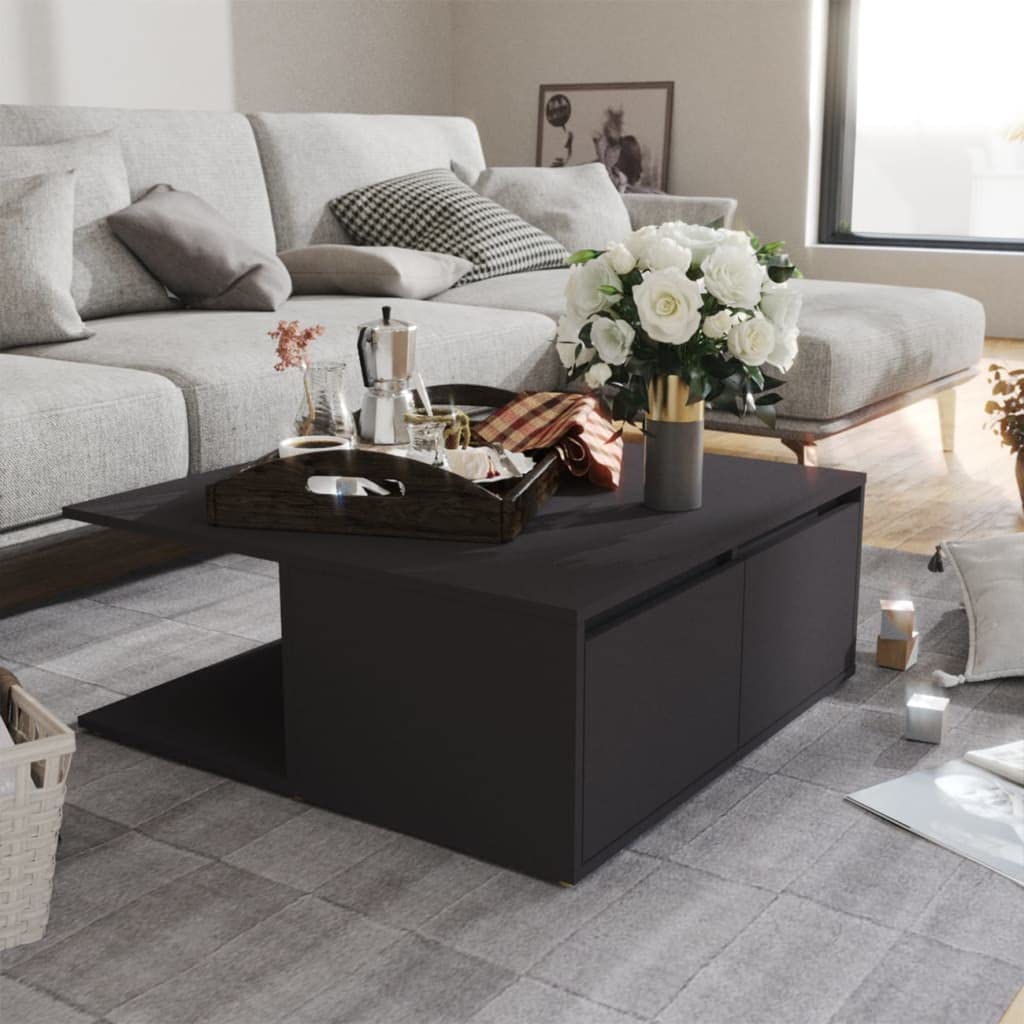 Modern Wooden Coffee Table with Drawers and Shelves - 31.5