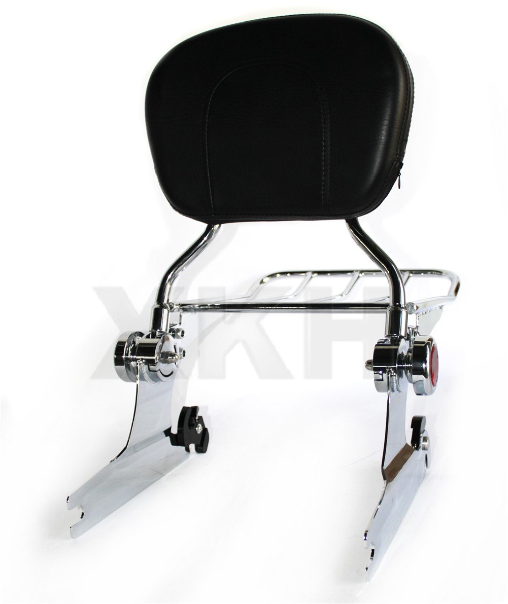 Chrome Sissy Bar Luggage Rack for Harley Davidson Softail Deluxe 2006-2017 - Heavy Duty Backrest & Storage Solution for Motorcycle Touring & Long Rides