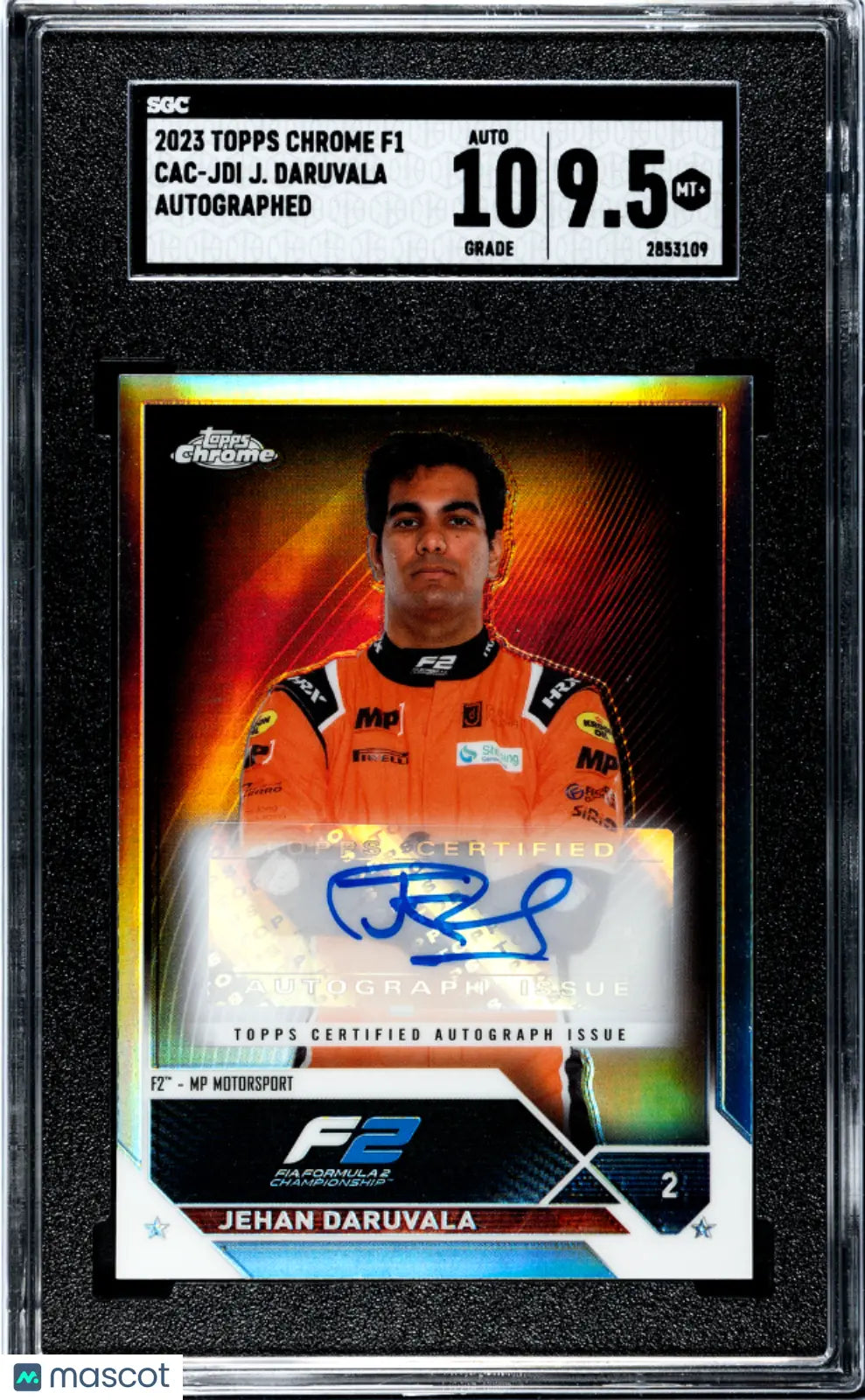 2023 Topps Chrome F1 Jehan Daruvala F2 Auto Autograph Card - SGC 9.5 Gem Mint - Rare Racing Collectible for F1 Fans & Sports Memorabilia Enthusiasts - Perfect for Display, Investment & Gifting