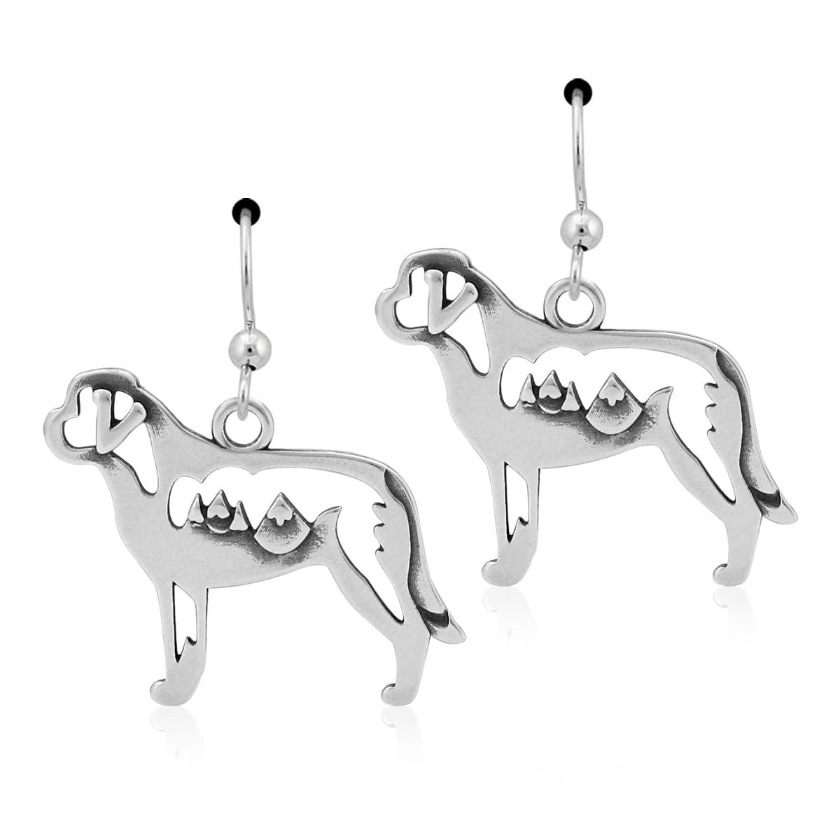 Sterling Silver Saint Bernard Dog Earrings with Mountain Design - Perfect for Animal Lovers & Outdoor Enthusiasts
