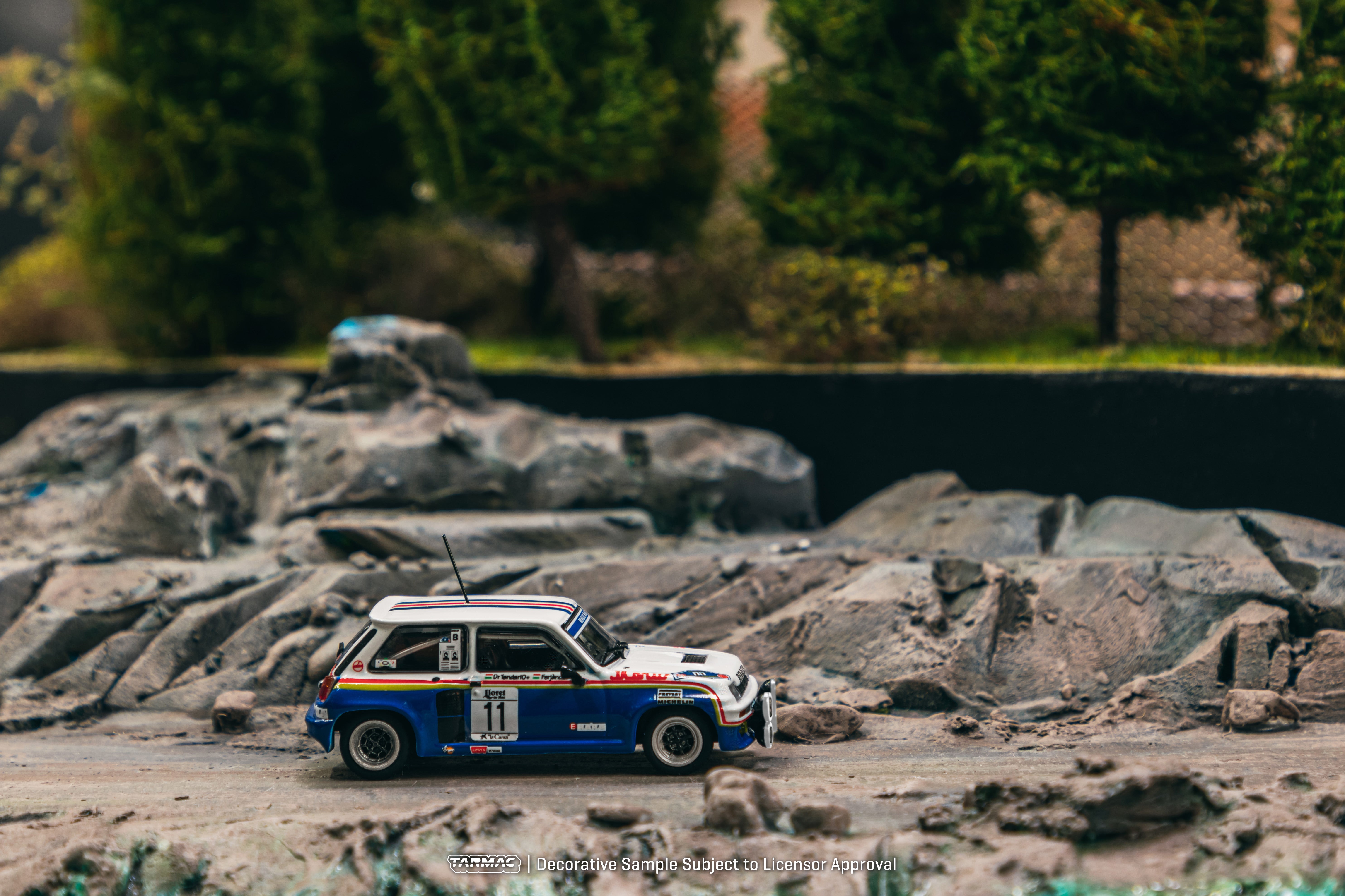 Tarmac Works 1/64 Scale Renault 5 Turbo Rally Car - Costa Brava 1985 #11 Diecast Model | Collectible Hobby64 Miniature for Racing Enthusiasts & Display Showcase