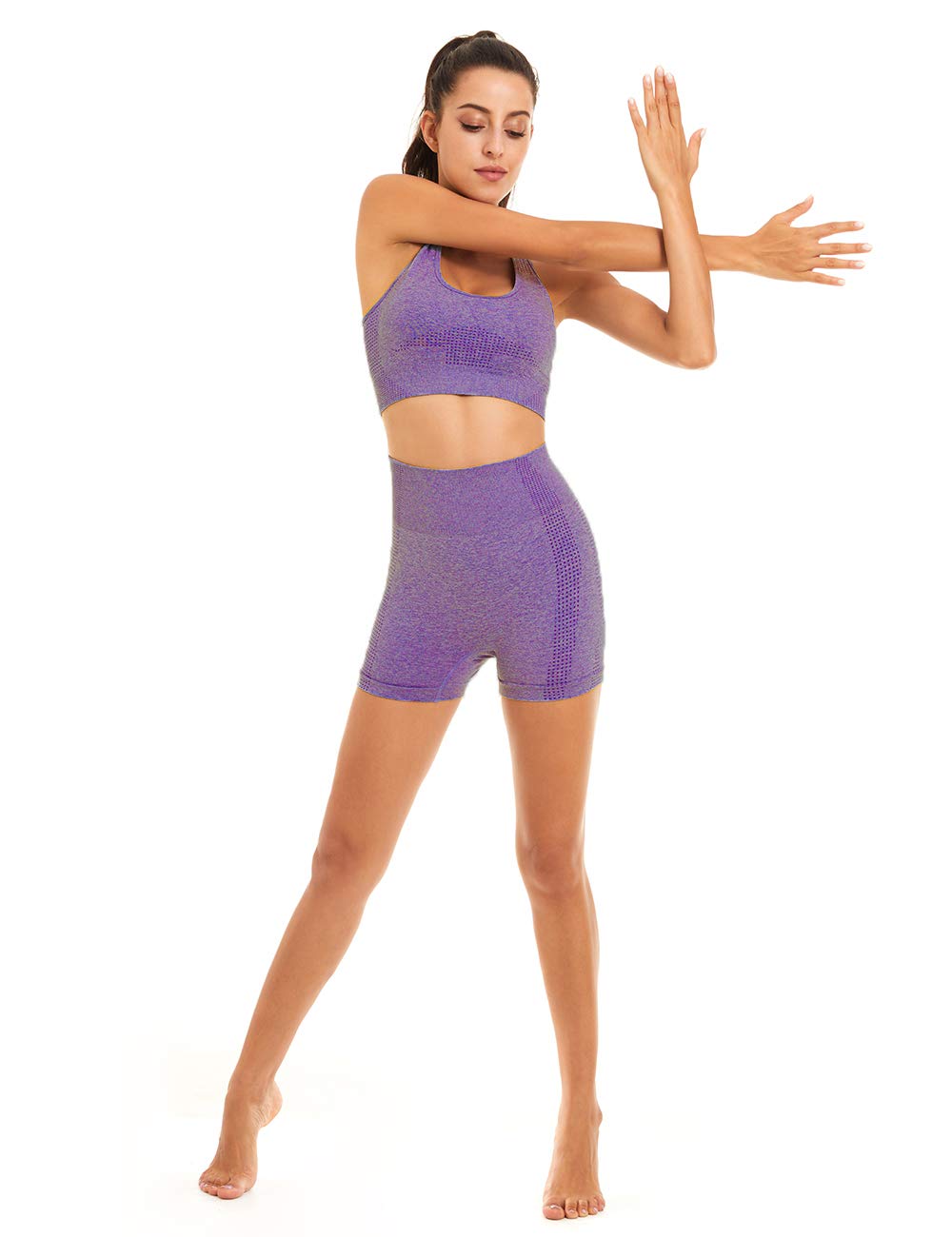 Women's Seamless Yoga Workout Set - 2 Piece Gym Outfit with Sports Bra & Shorts | Comfortable Activewear for Yoga, Pilates & Fitness Training