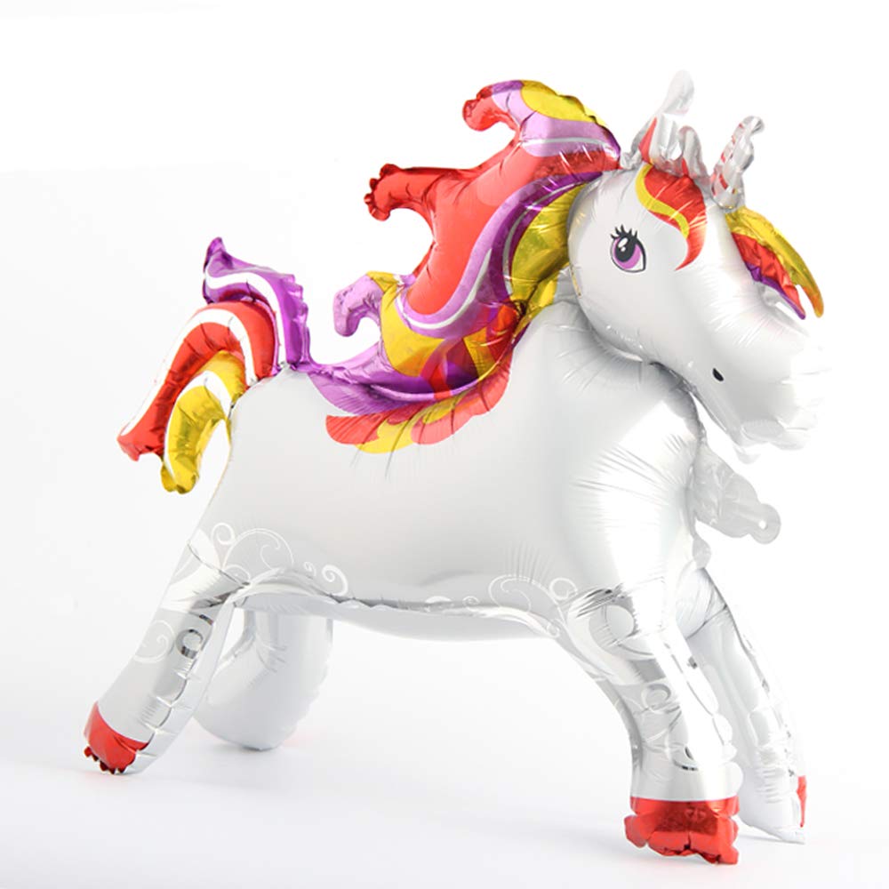 Self Standing Unicorn Birthday Party Decorations - Foil Unicorn Balloons for Kids Room Decor, Baby Shower, Birthday Party Supplies (Purple, Red) - Perfect for Unicorn Themed Parties, Gender Reveals & Nursery Decorations