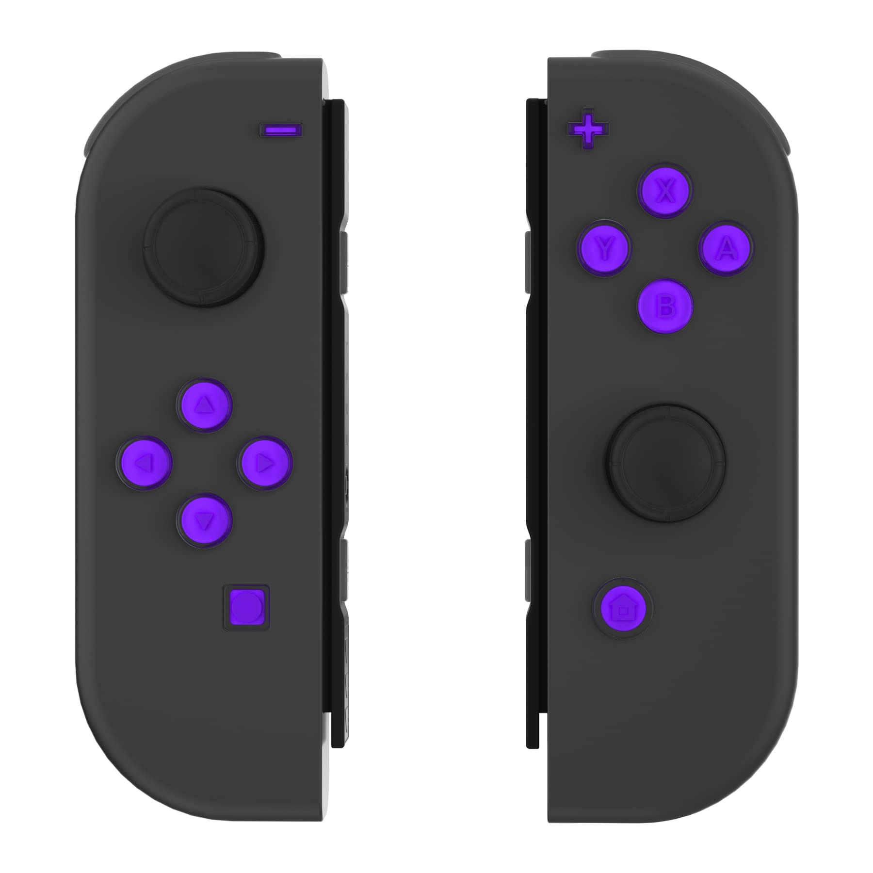 eXtremeRate Purple & Clear Two-Tone Jelly Buttons for Nintendo Switch JoyCon - Custom ABXY Direction Home Capture + - Keys with Symbols, DIY Replacement Face Buttons for Switch & Switch OLED | Perfect for Gaming Enthusiasts & Controller Modders