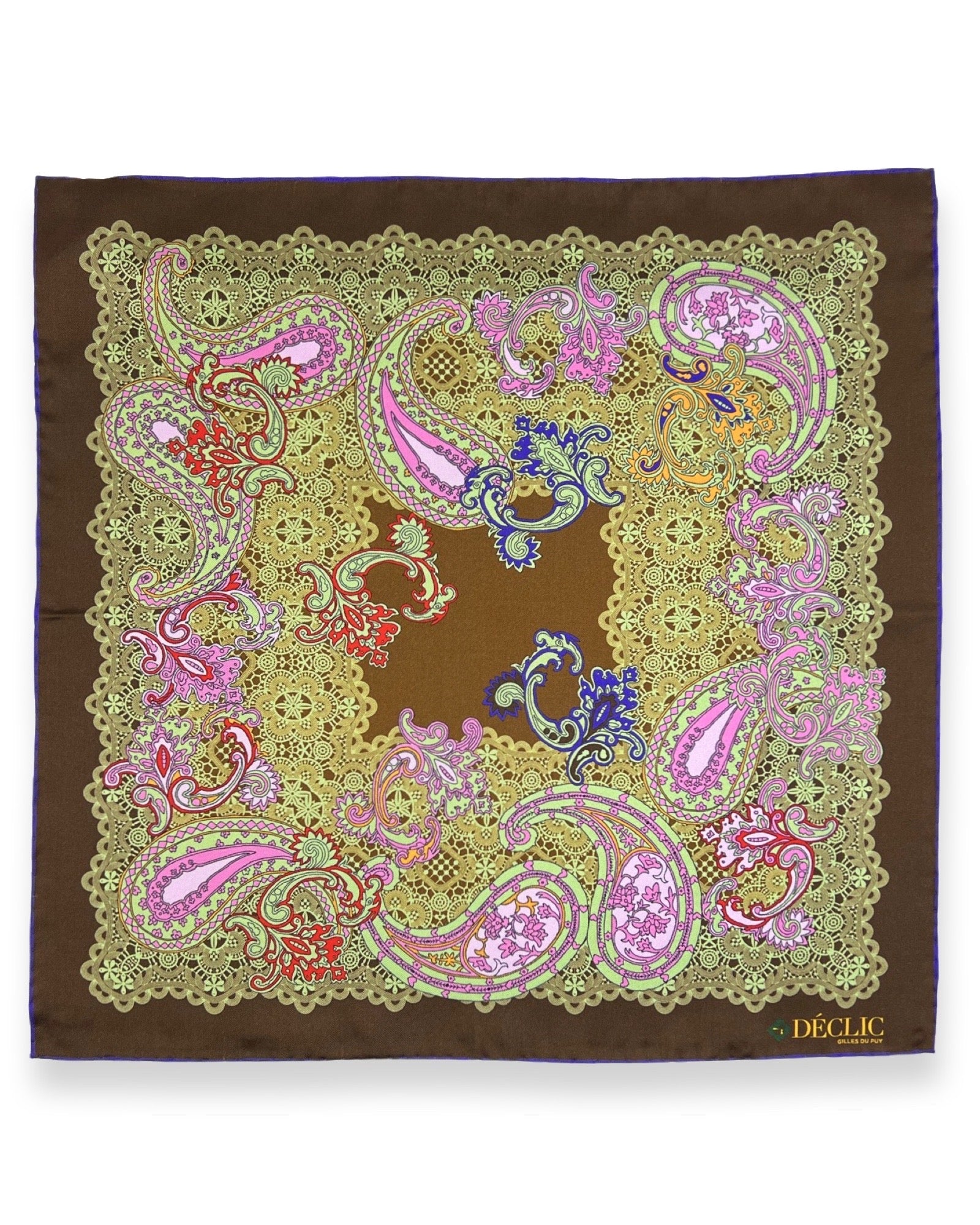 DÉCLIC Stowe Paisley Pocket Square in Brown - Elegant Silk Pocket Square for Men's Formal Wear, Weddings & Special Occasions