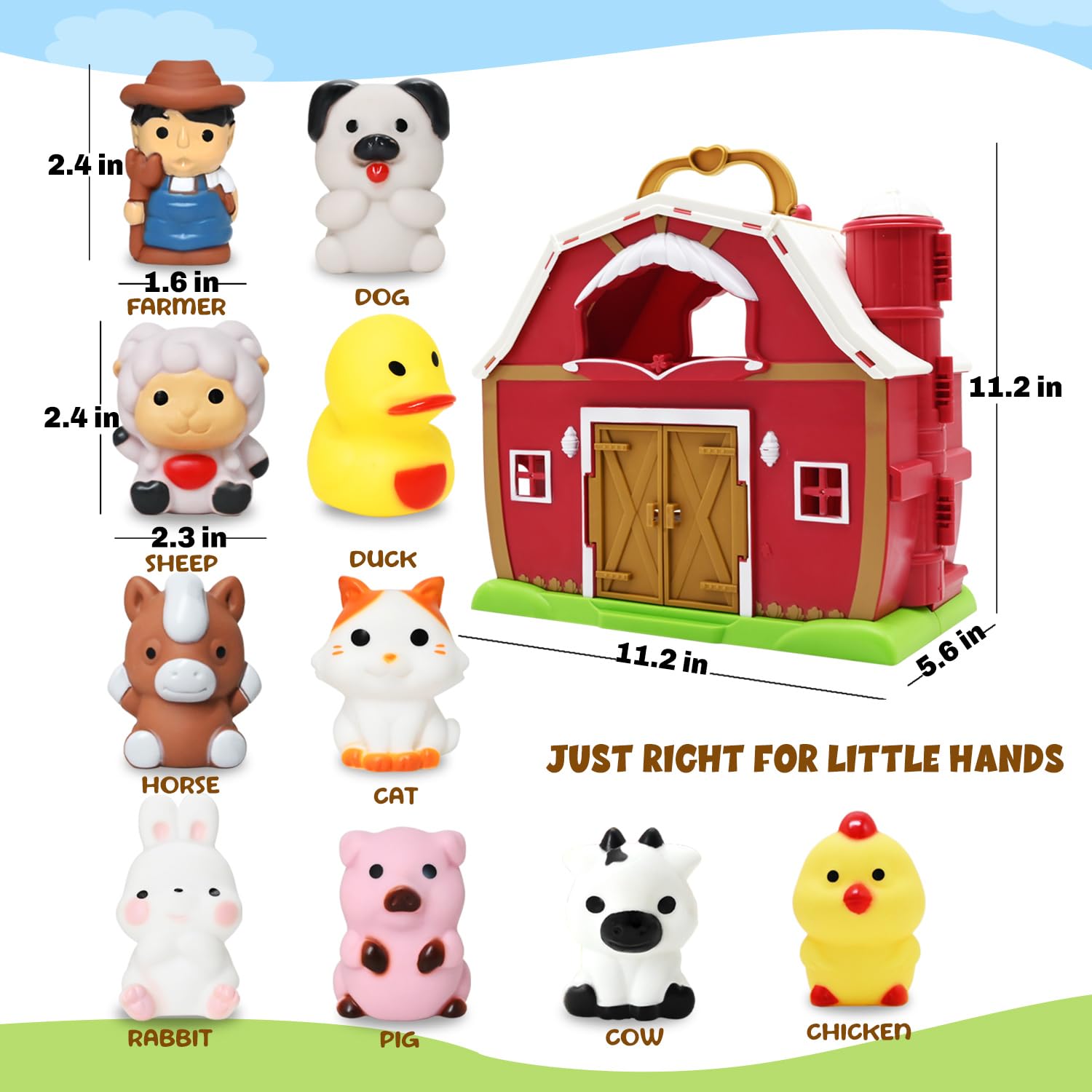 Big Red Barn Toy Farm Animal Finger Puppets Set for Kids Ages 1-5 Years Old - Pretend Play Farm with Barn, Farmer & Animals - Montessori Learning Toys for Toddlers Boys & Girls - Perfect for Preschool Education, Birthday Gifts & Interactive Storytelling Playtime