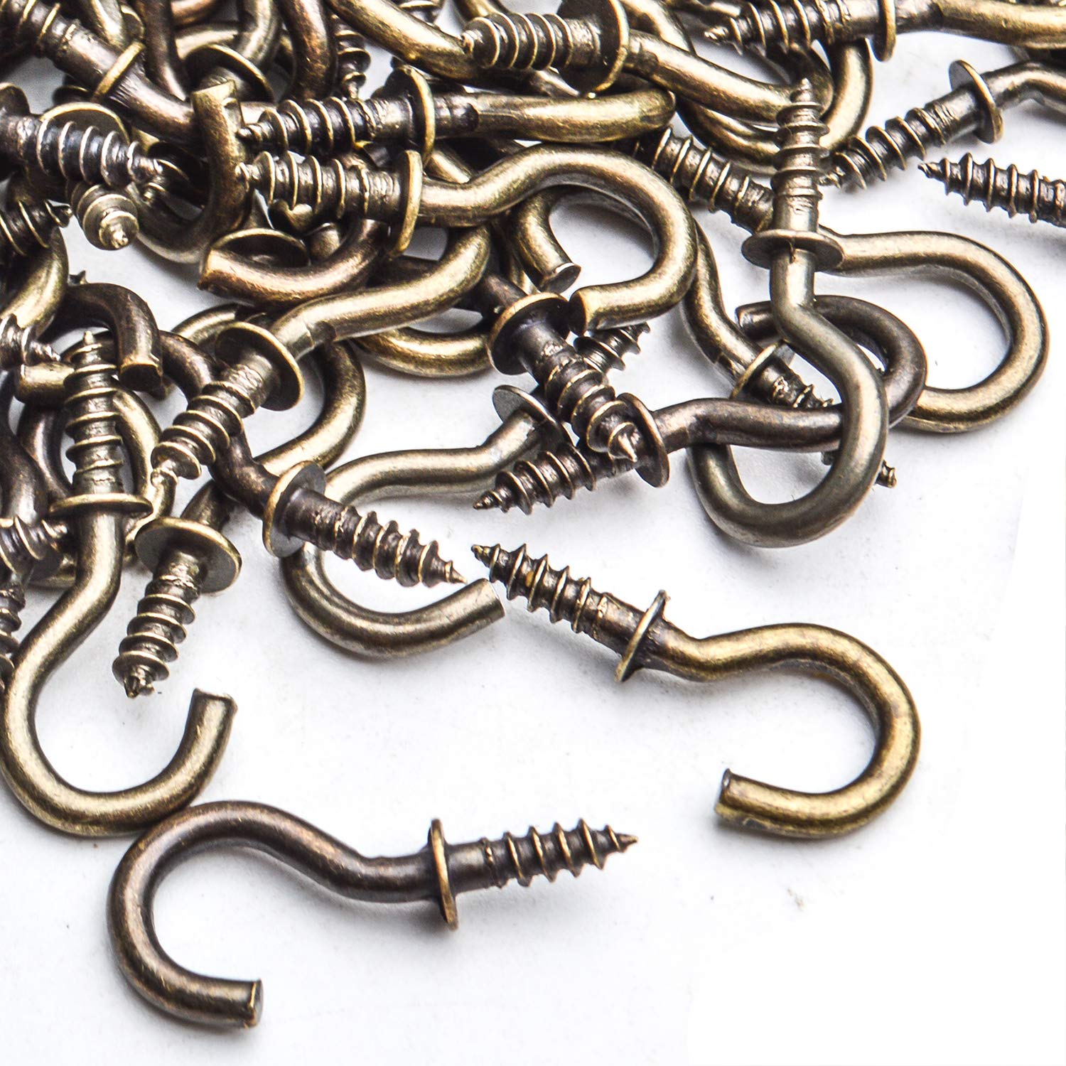 Aylifu 100pcs 1/2 Inch Bronze Mini Cup Hooks - Screw-in Hooks for Ceiling, Jewelry, Home Decor, DIY Projects - Indoor & Outdoor Use for Hanging Plants, Ornaments, Lights & More